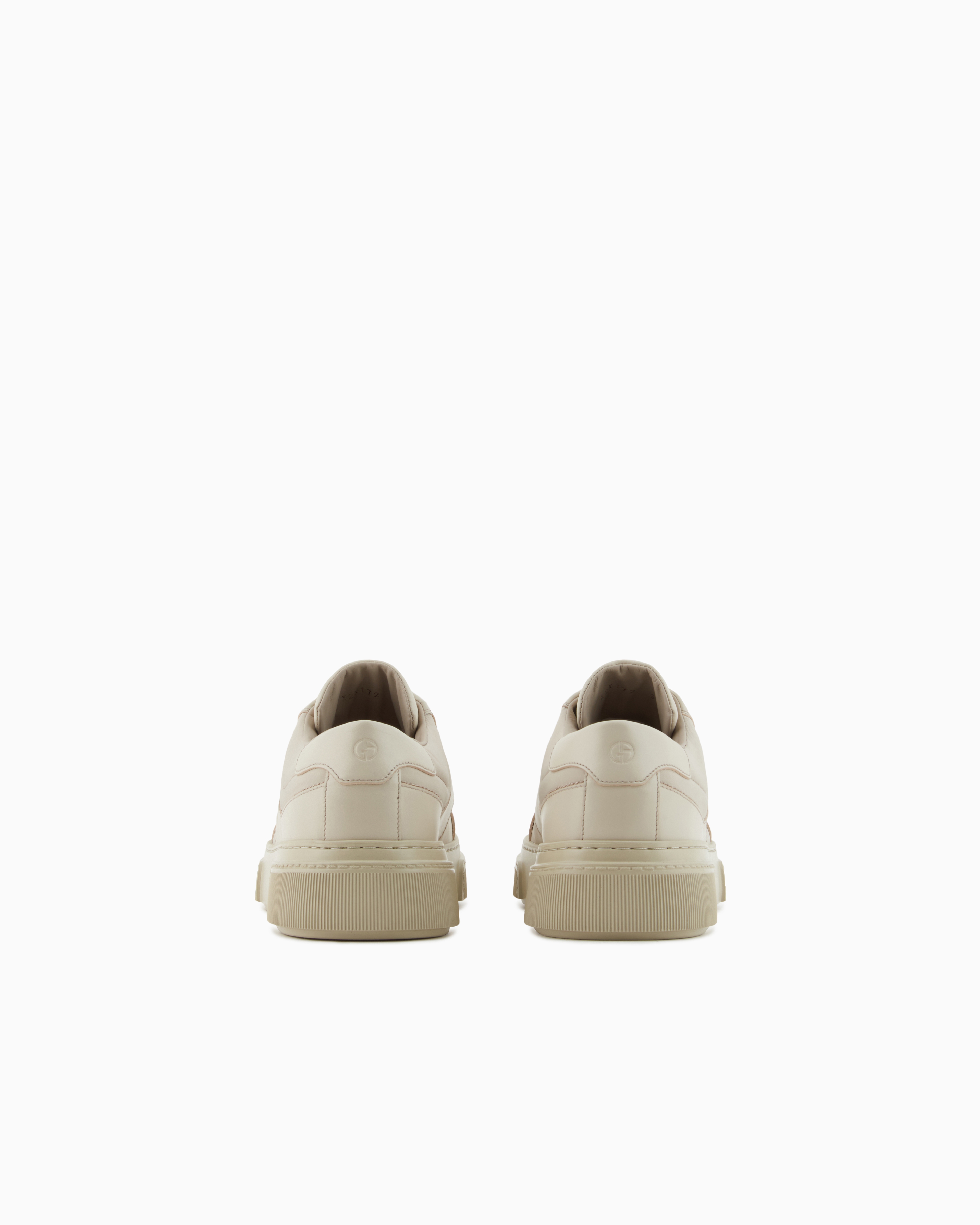 Giorgio Armani Nude Leather And Fabric Sneakers In Neutral
