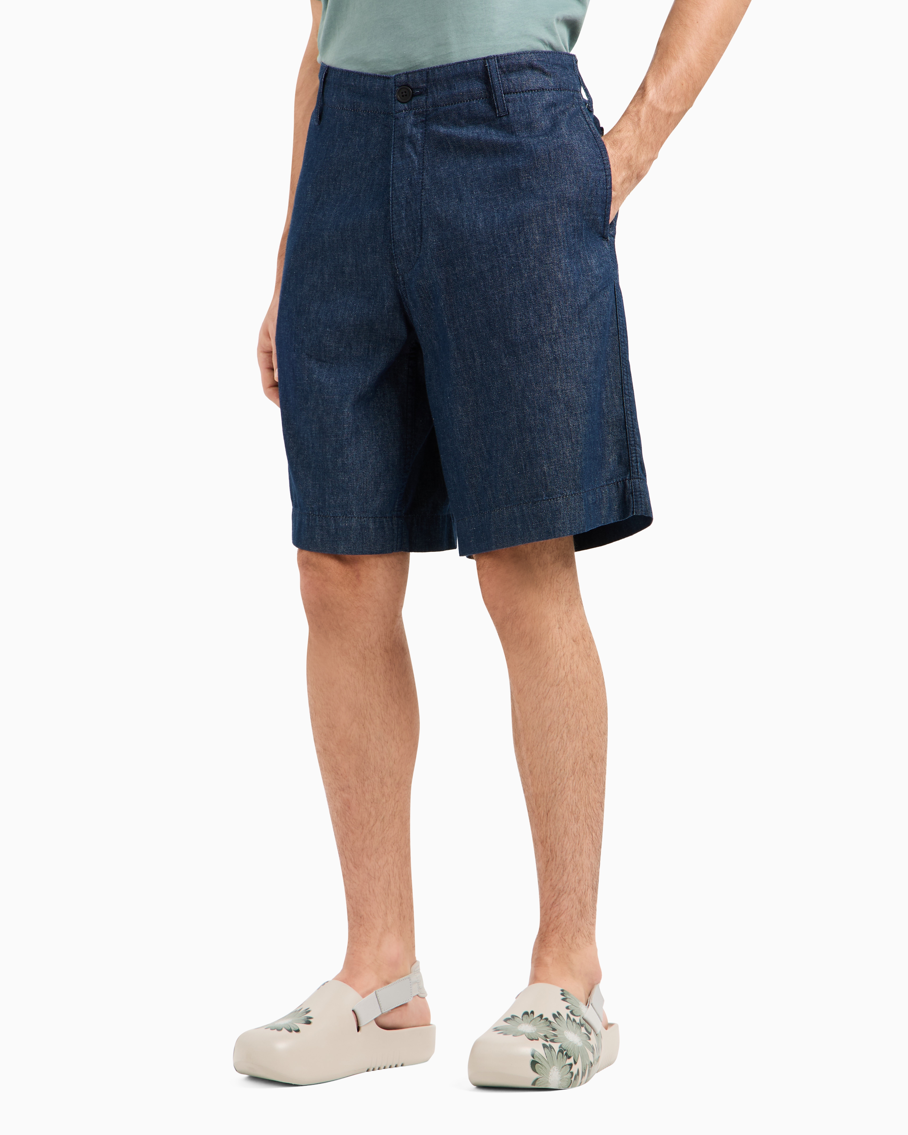 Emporio Armani Denim Bermuda Shorts In Blue
