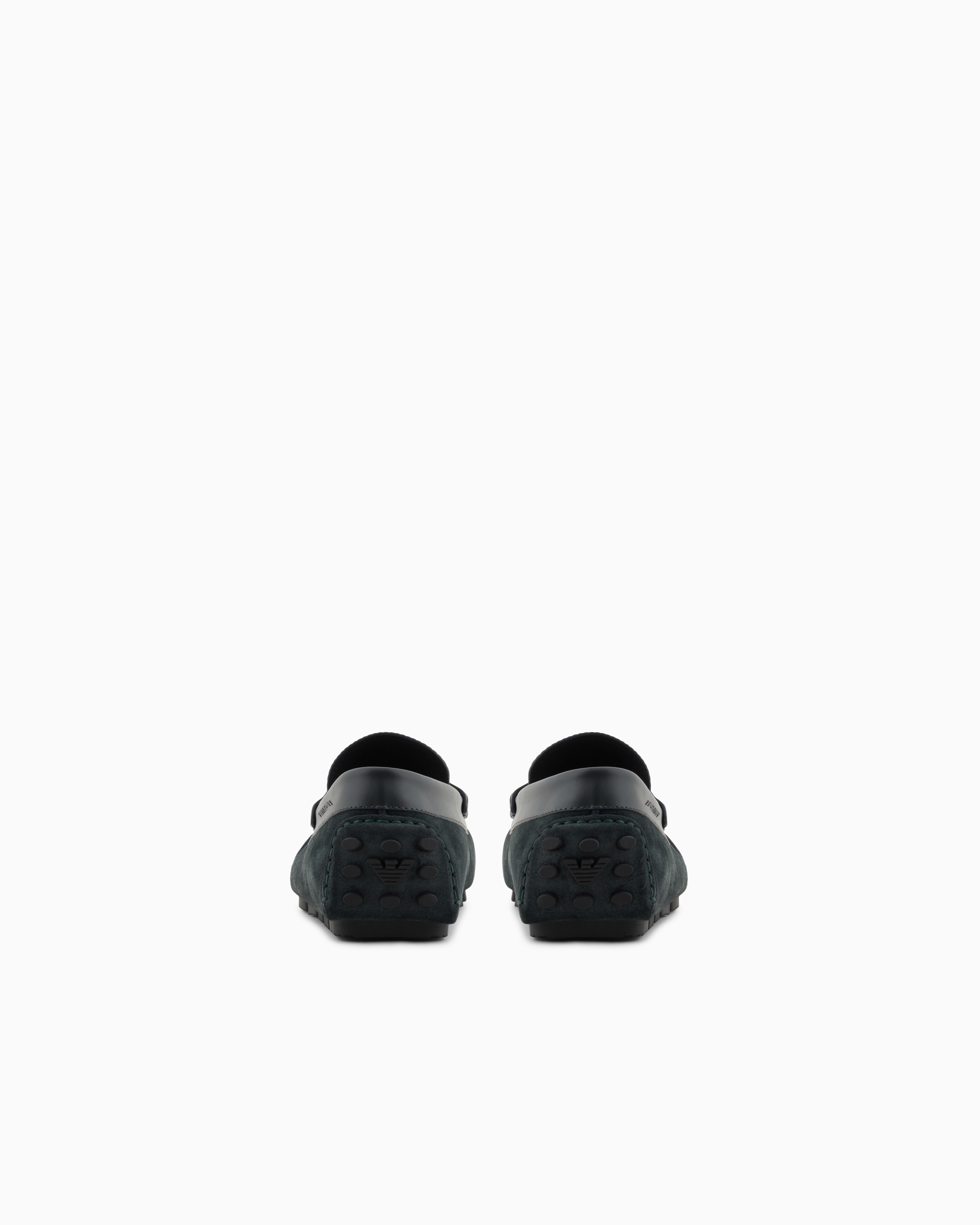 Emporio Armani Official Store Driver-mokassins Aus Mikroperforiertem Veloursleder In Green