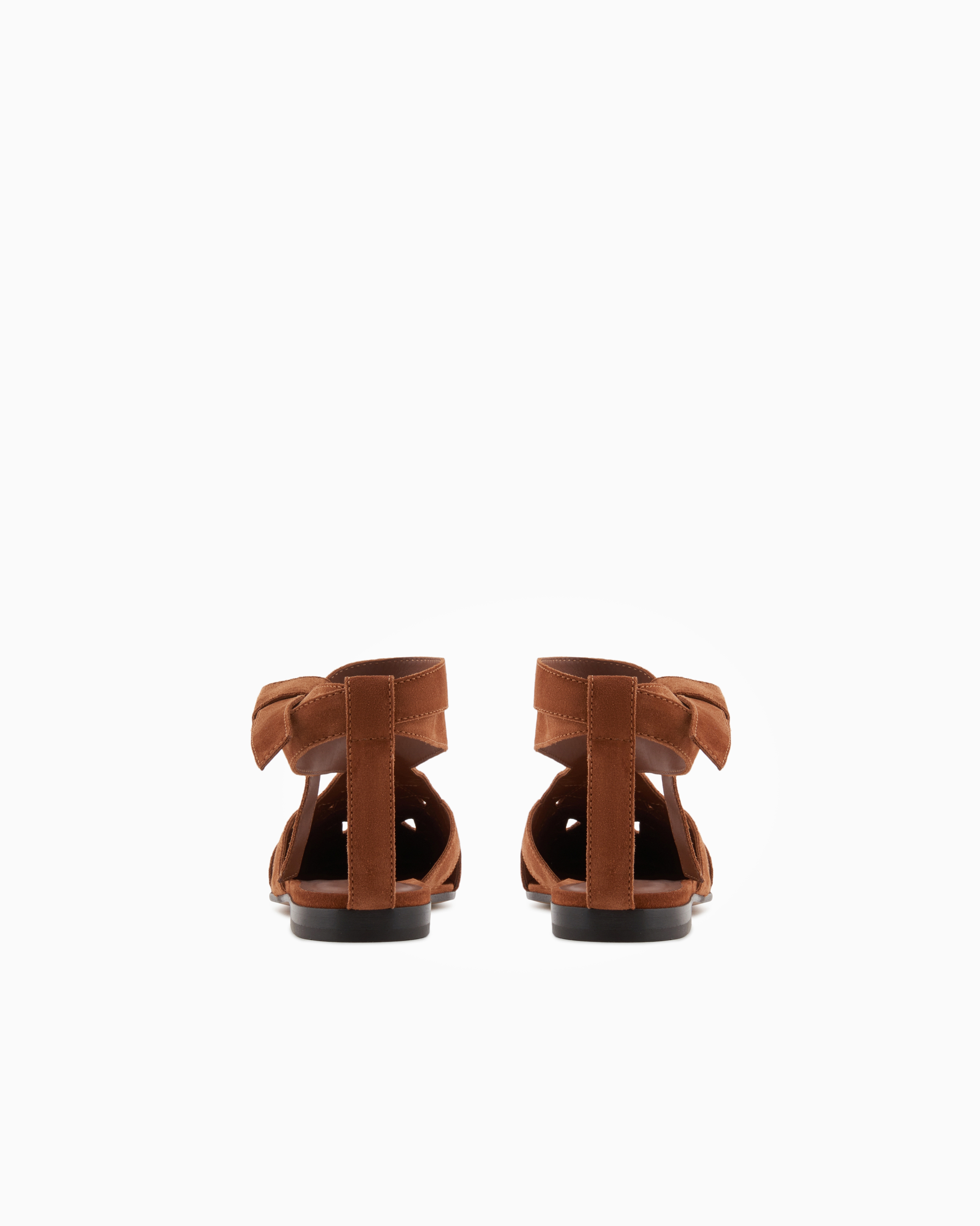 Emporio Armani Icon Suede Sandals With Cut-out And Strap In Beige
