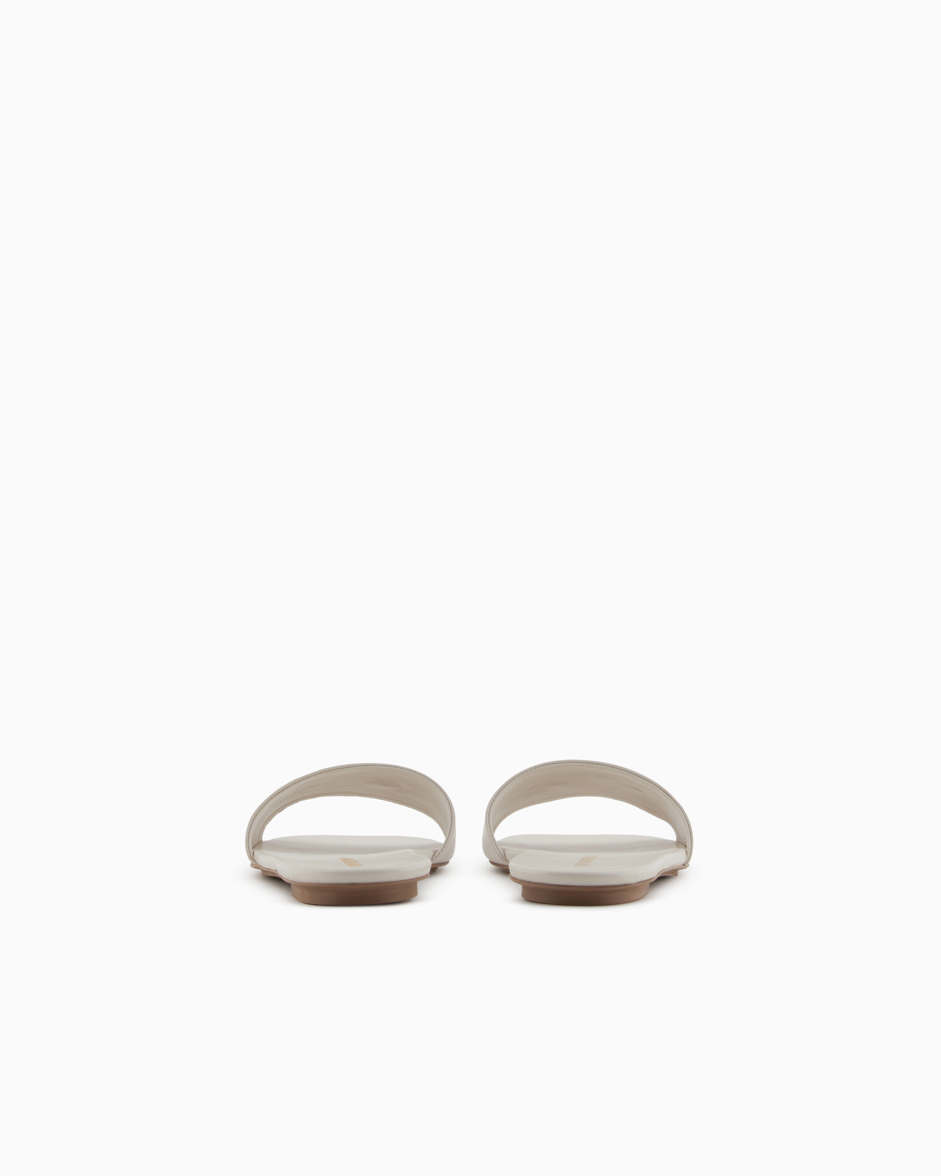 Emporio Armani Nappa-leather Sandals With Eagle Plate In White