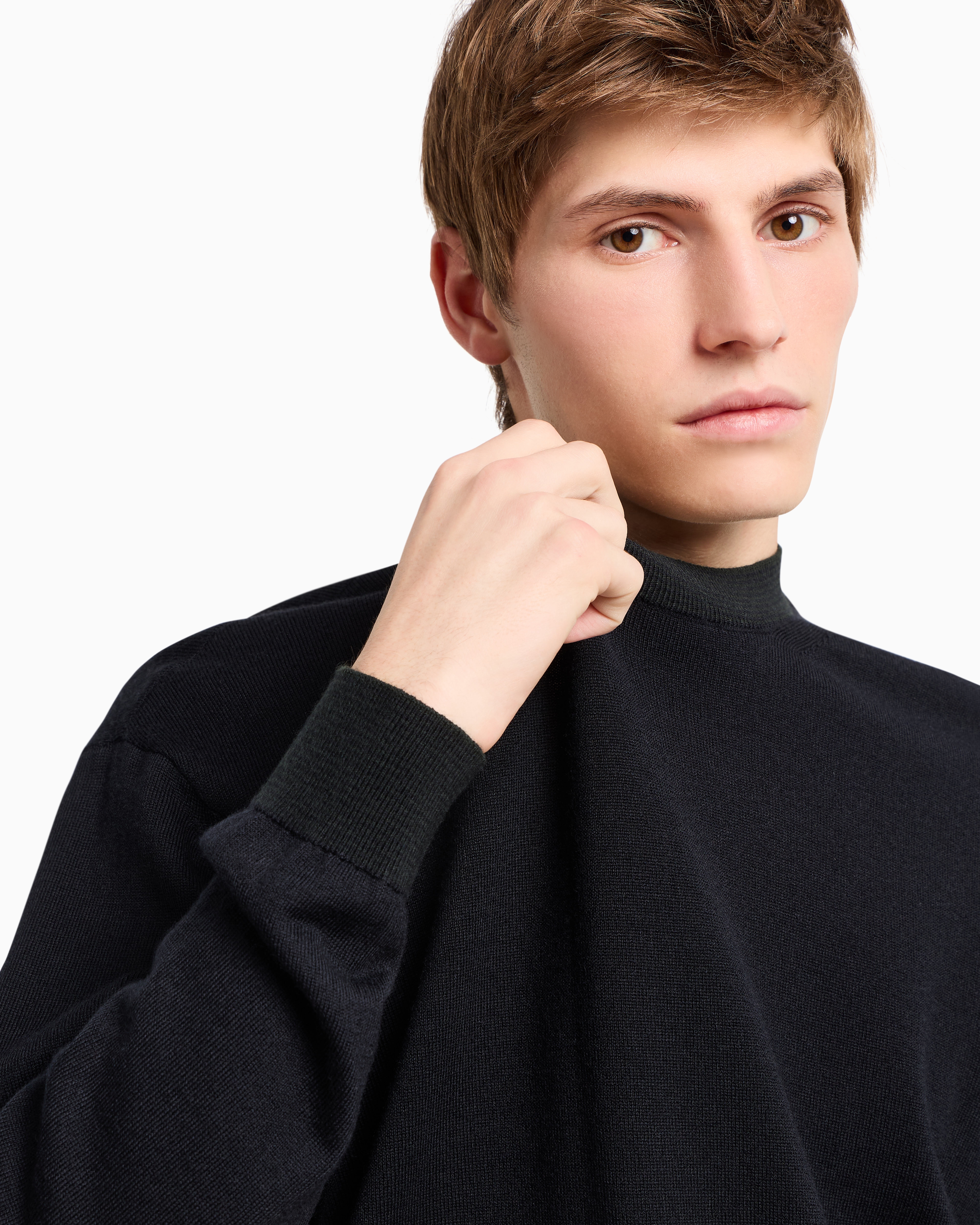 Armani Exchange Wool Blend Turtleneck Sweater In Navy Blue