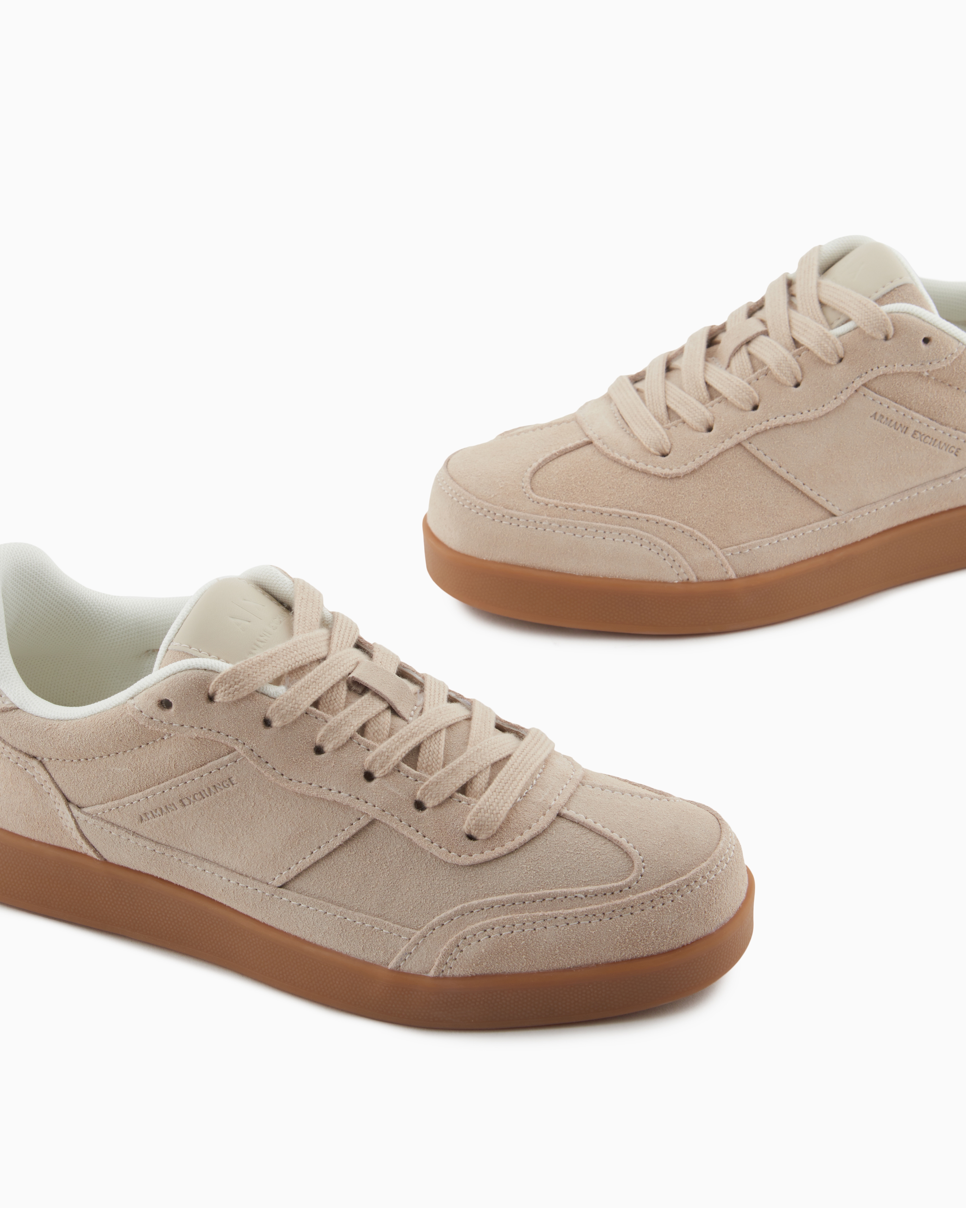 Armani Exchange - Suede Sneakers, Woman, Beige, Size: