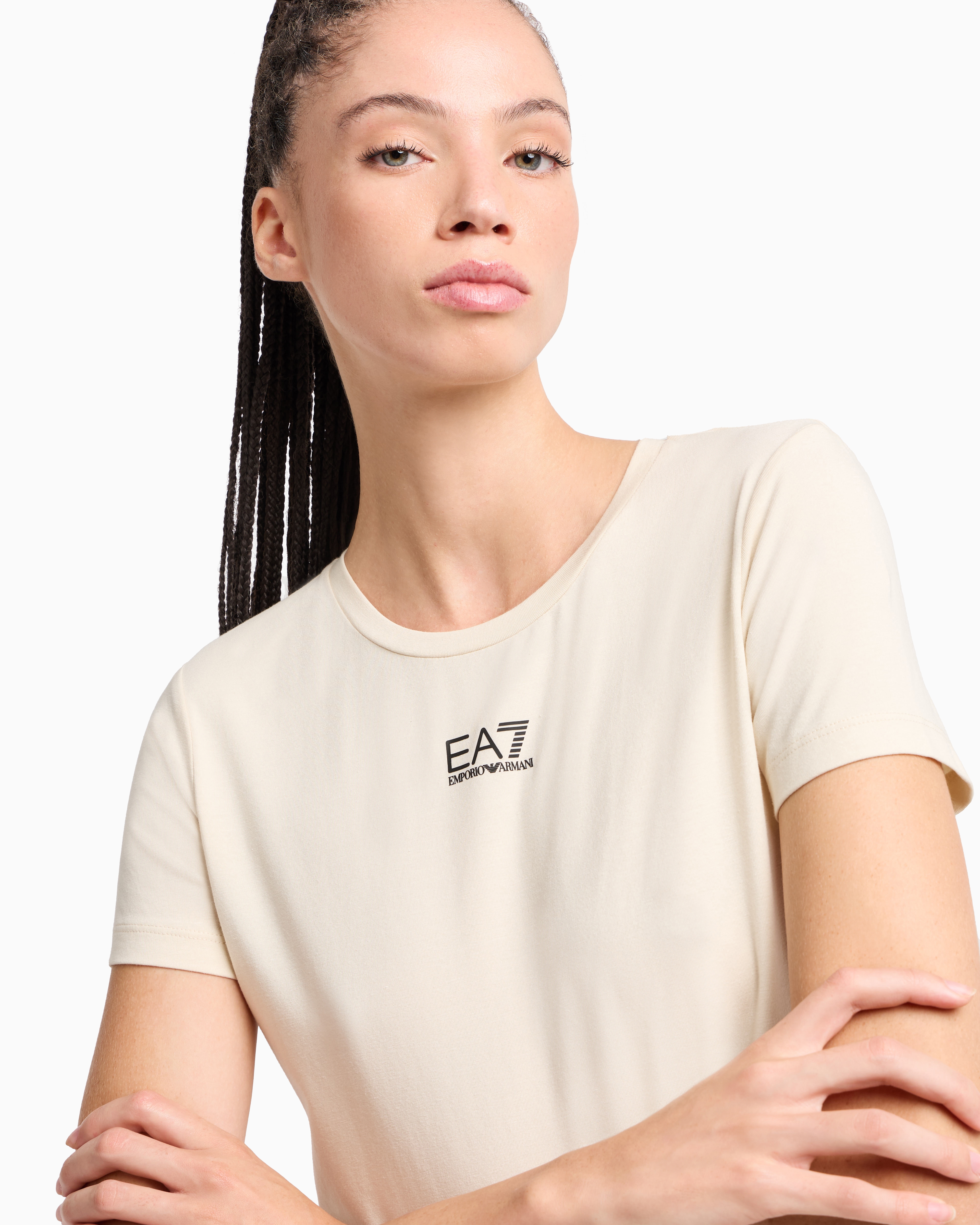 Ea7 Regular Fit T-shirts In Beige