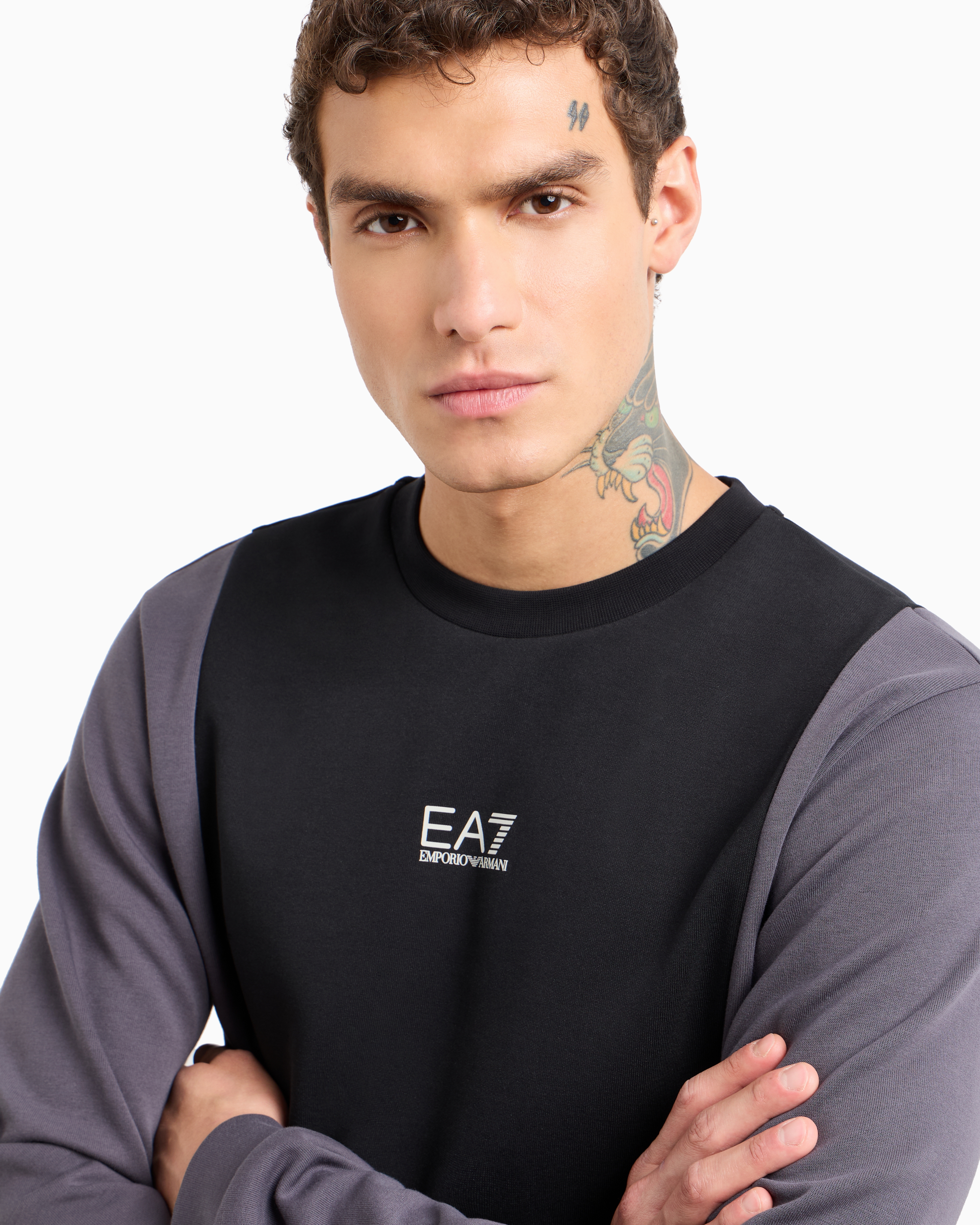 Ea7 Summer Block Cotton-blend Sweatshirt In Black