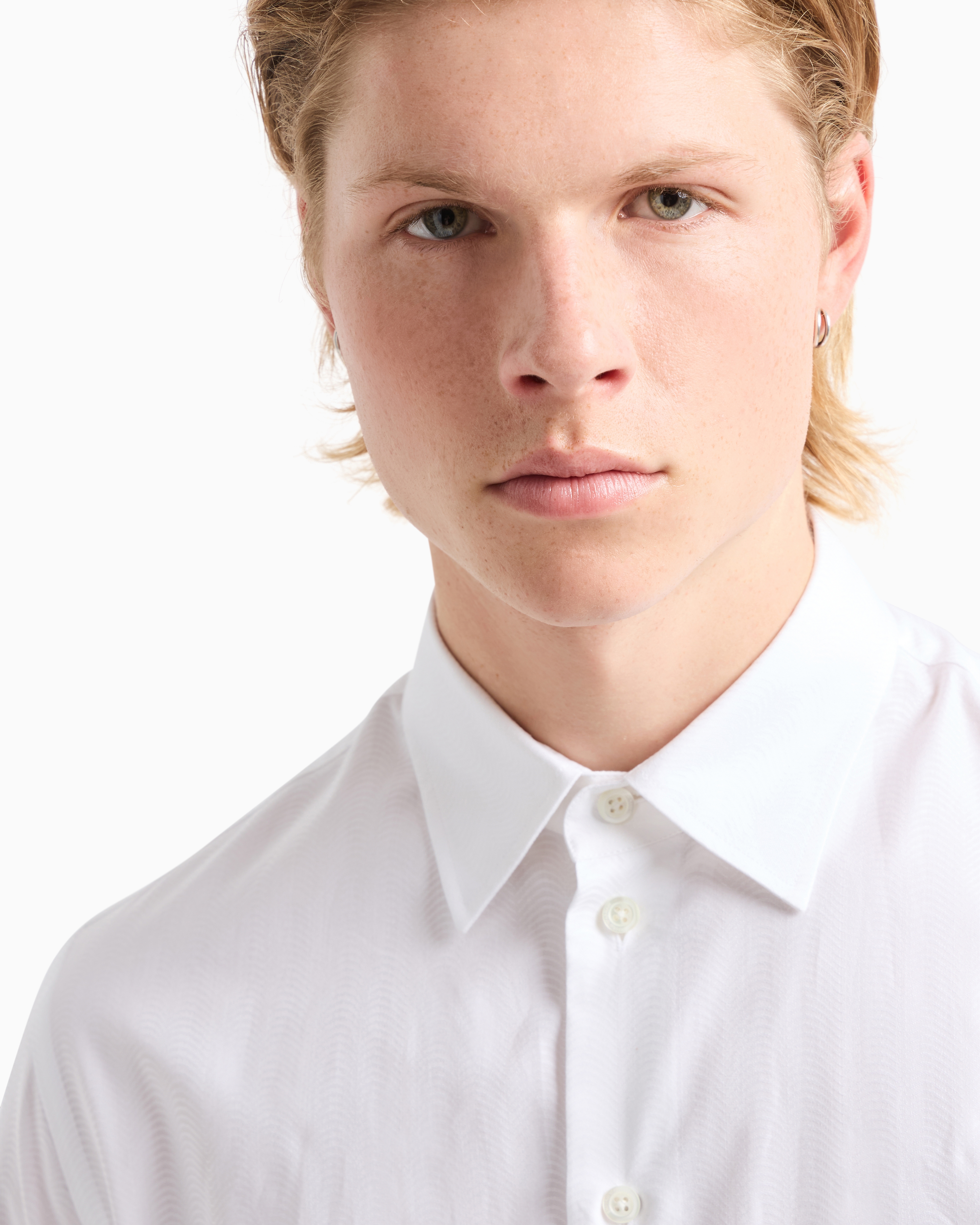 Emporio Armani Garment-dyed Linen Shirt With French Collar In White