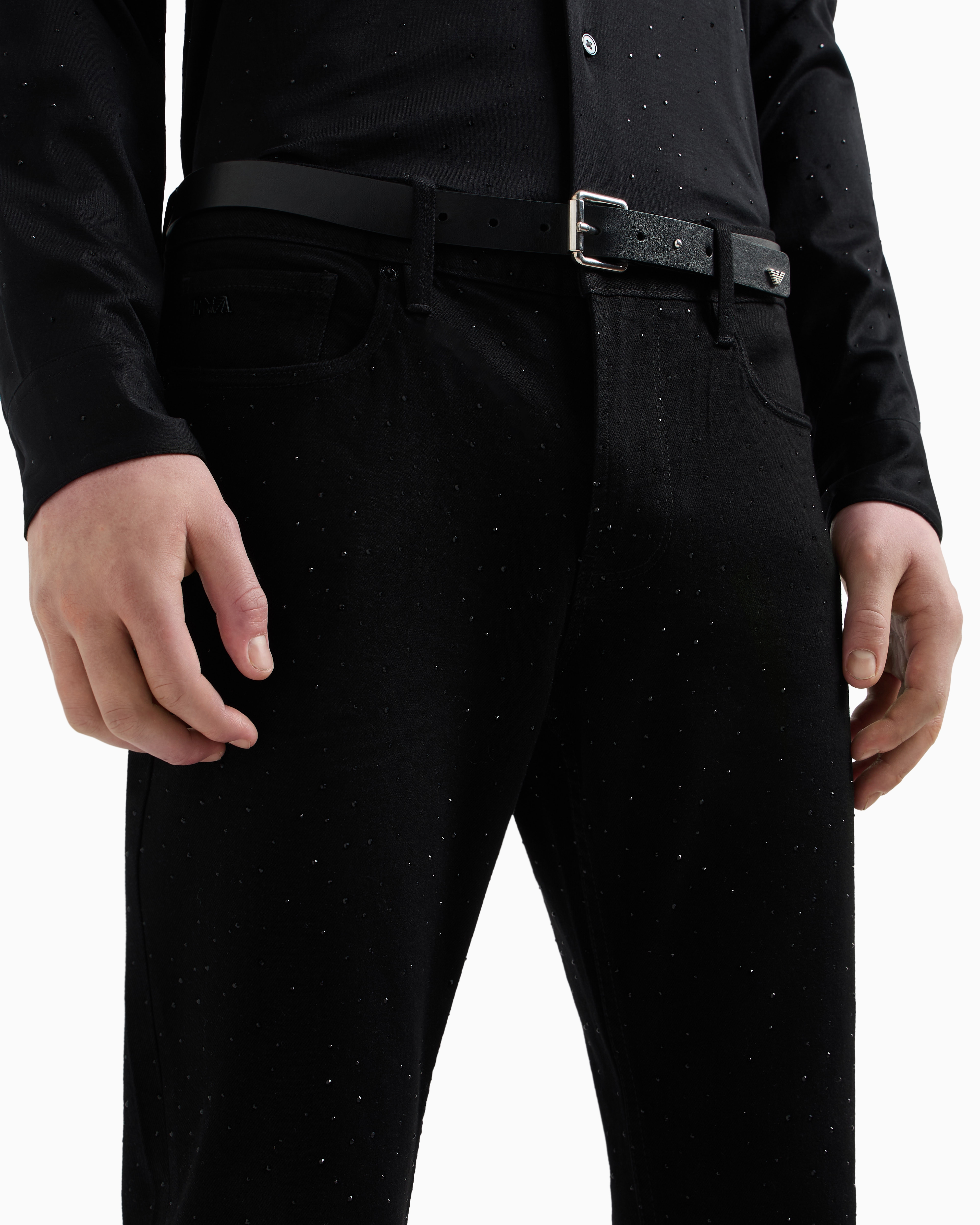 Emporio Armani Slim-cut Denim Jeans In Black