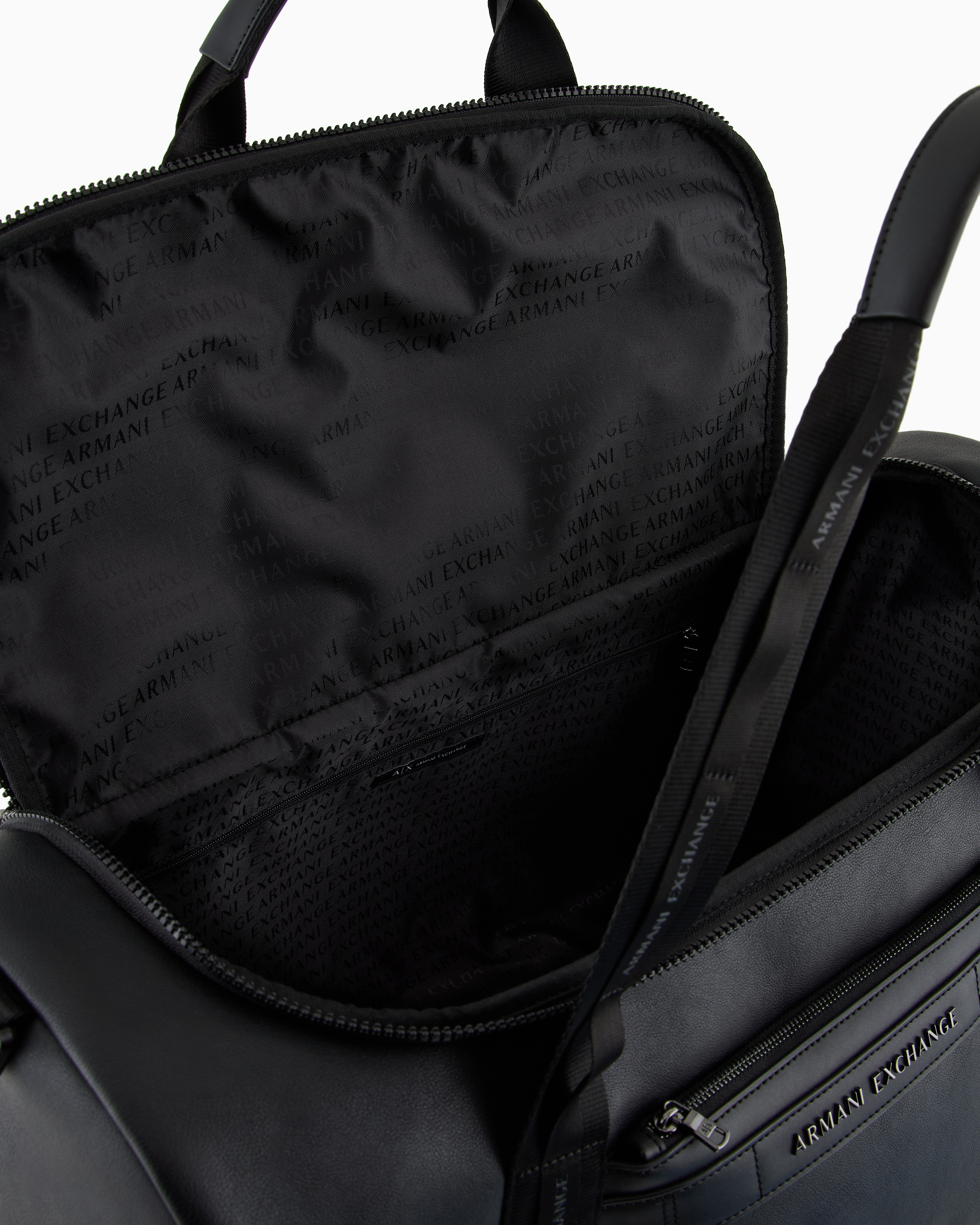 Armani Exchange Duffel Bag In Resistant Coated Material With Two Handles In Black