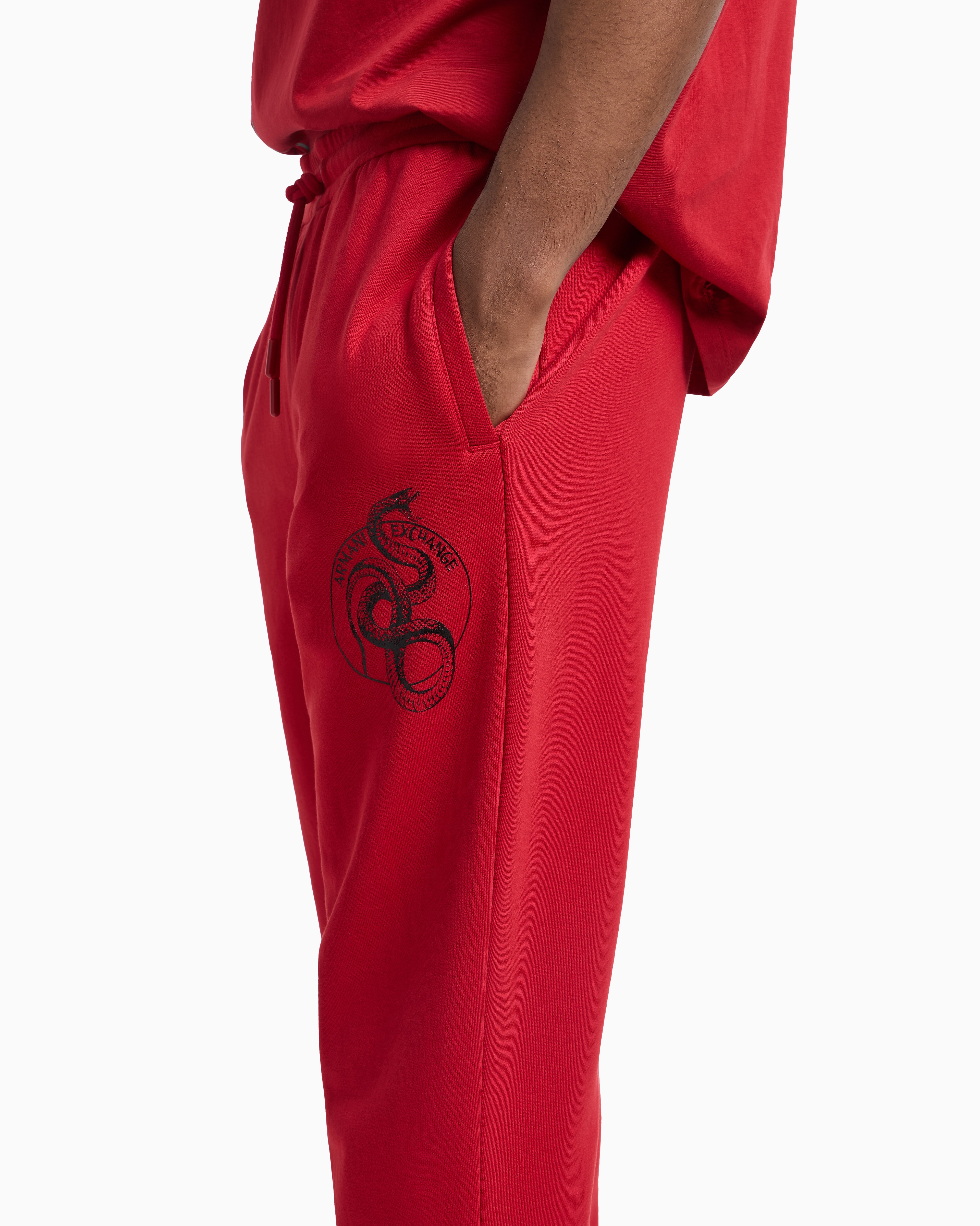 Armani Exchange Lunar New Year Fleece Jogger Trousers In Red