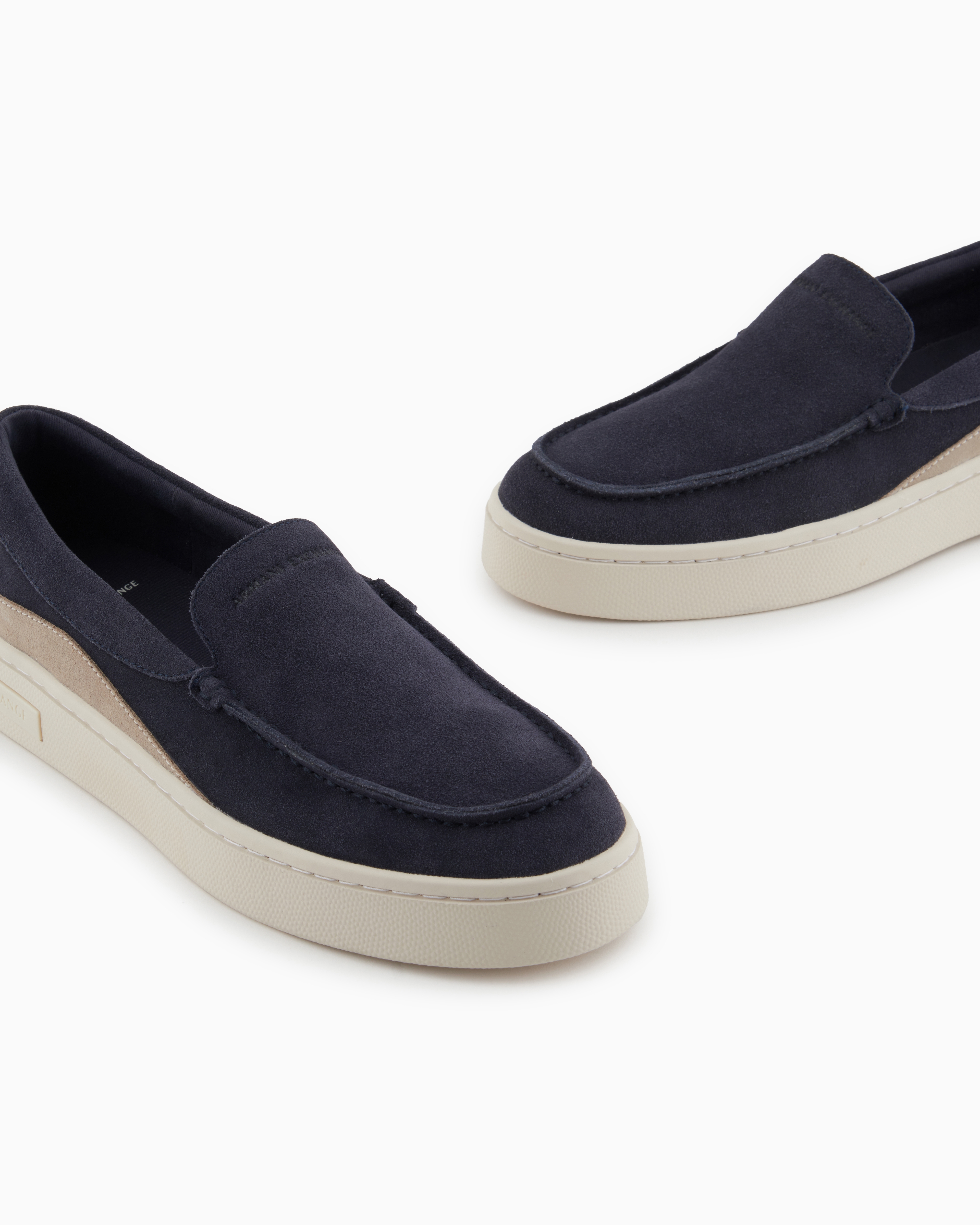 Armani Exchange - Suede Slip On, Man, Navy Blue, Size: