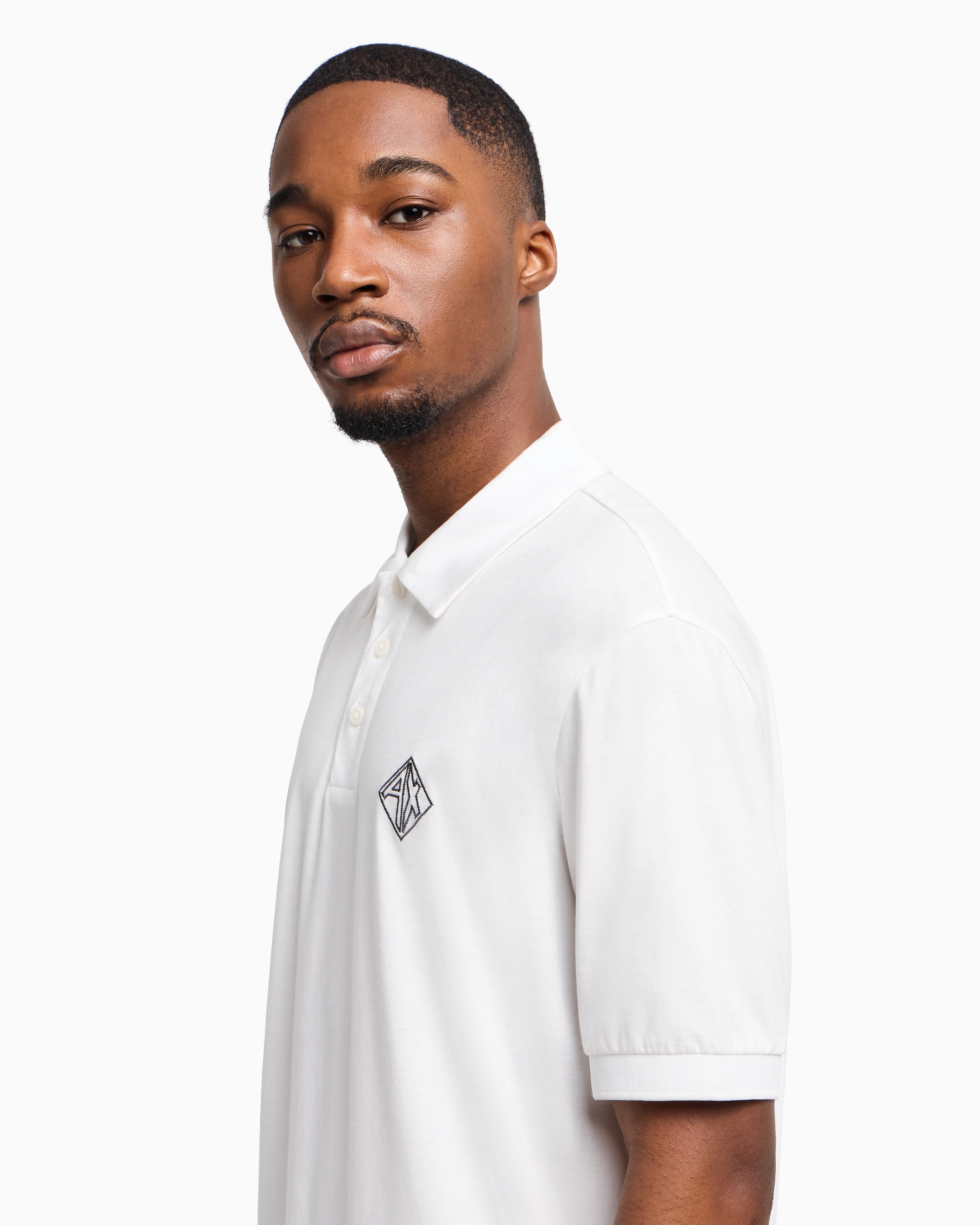 Armani Exchange - Regular fit cotton polo with logo, Man, White, Size: