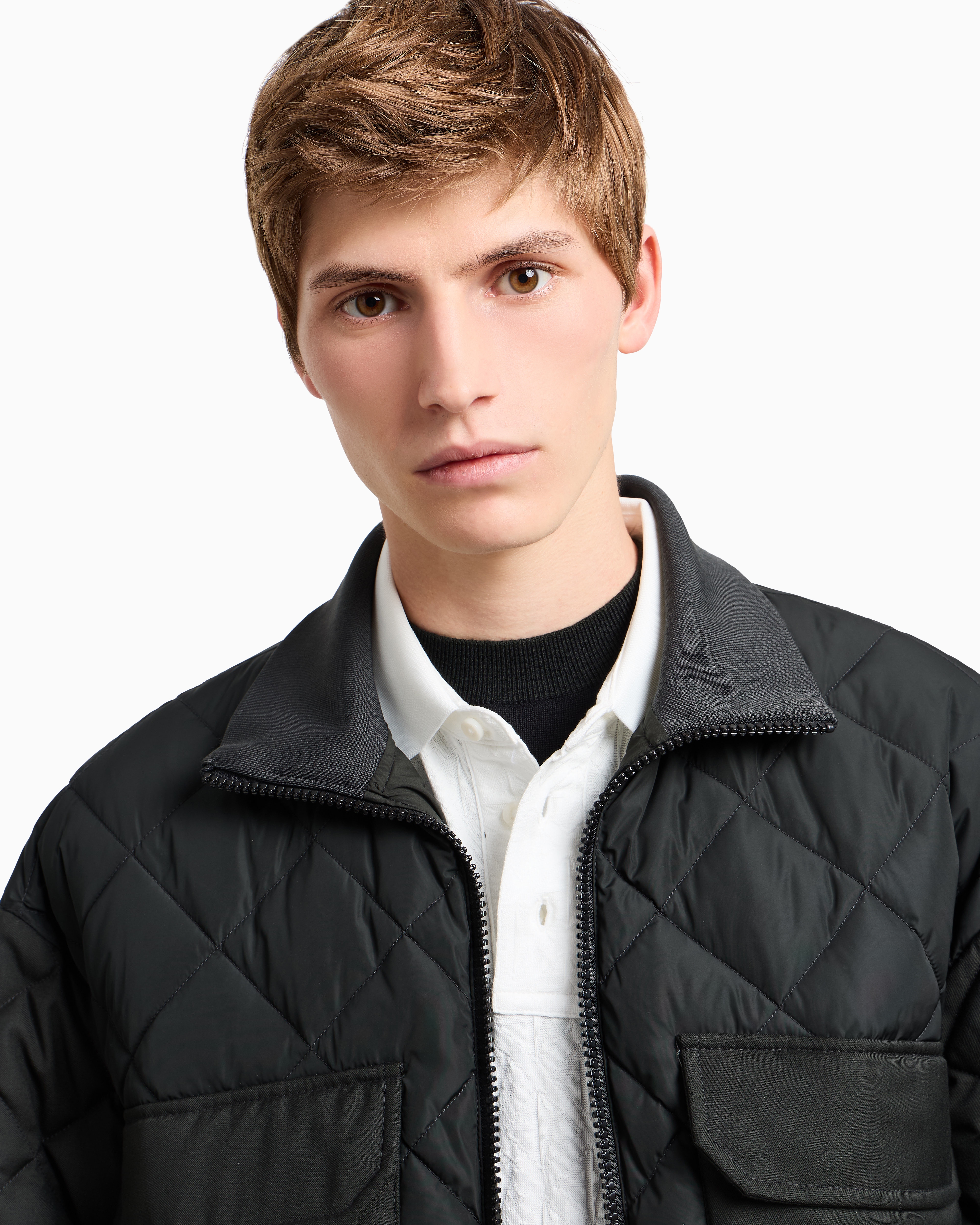 Armani Exchange Quilted Jacket With Max Pockets In Green