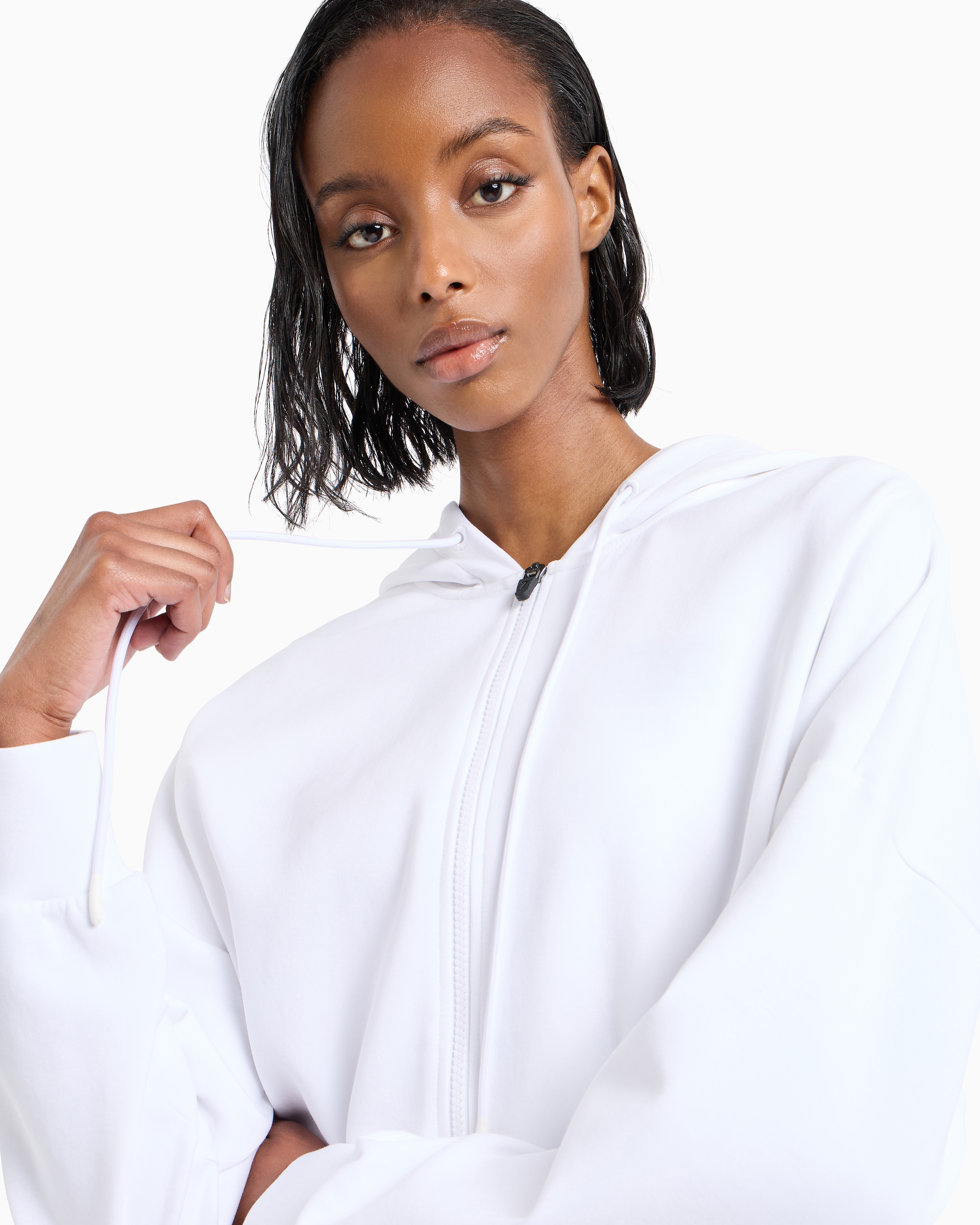 Ea7 Zip-up Sweatshirts In White