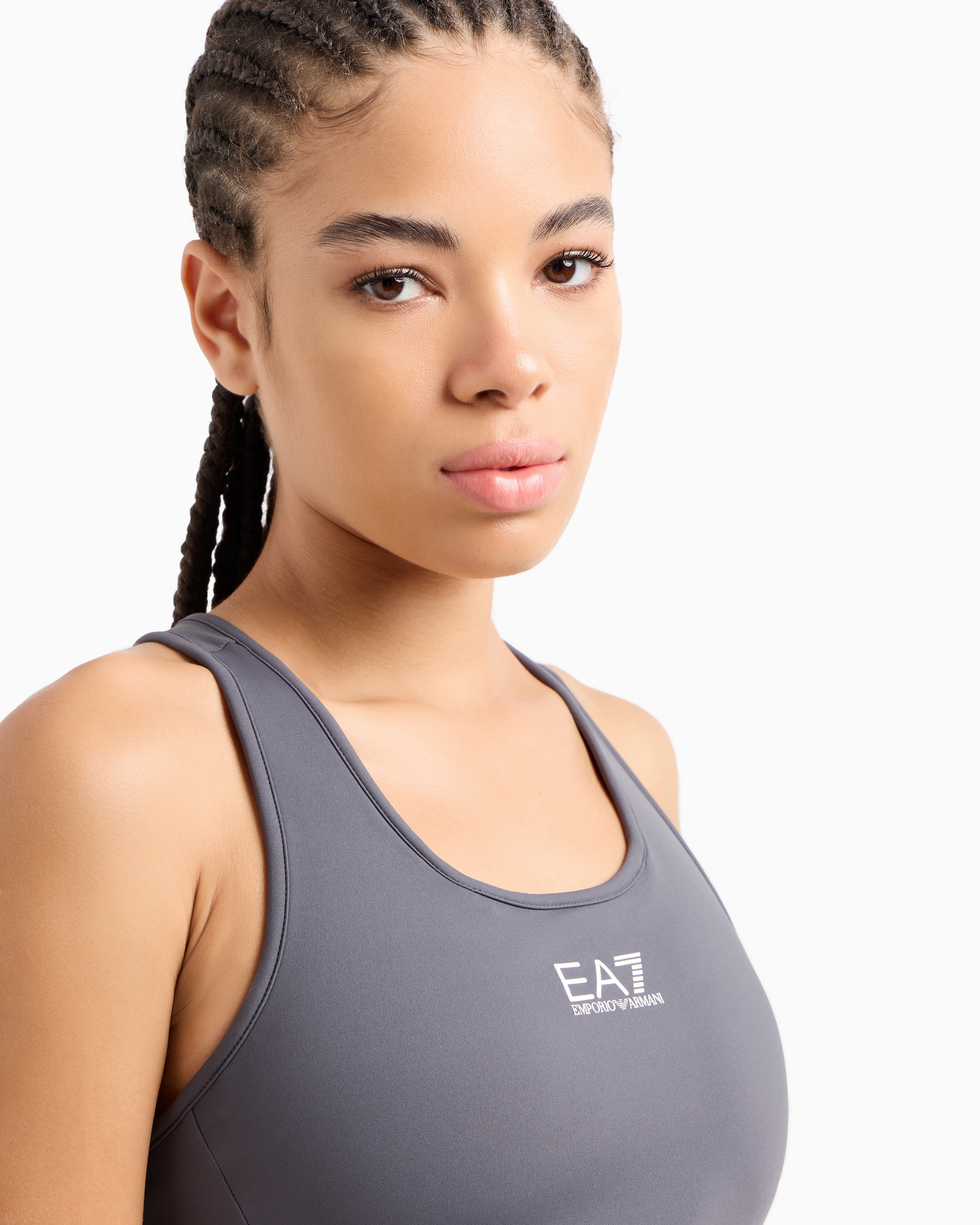 Ea7 Dynamic Athlete Sports Bra In Vigor7 Technical Fabric In Grey