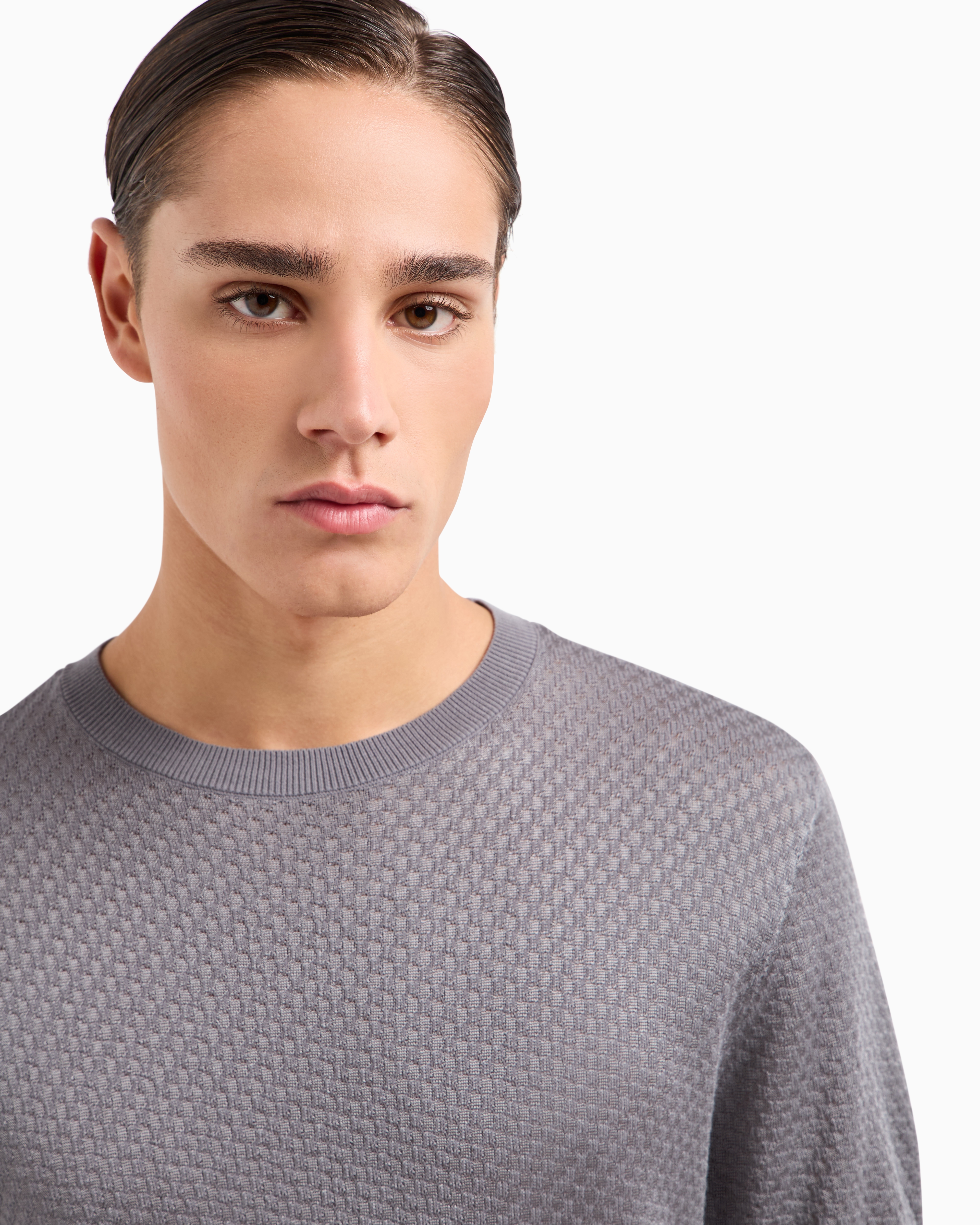 Emporio Armani Knitted Tops In Grey