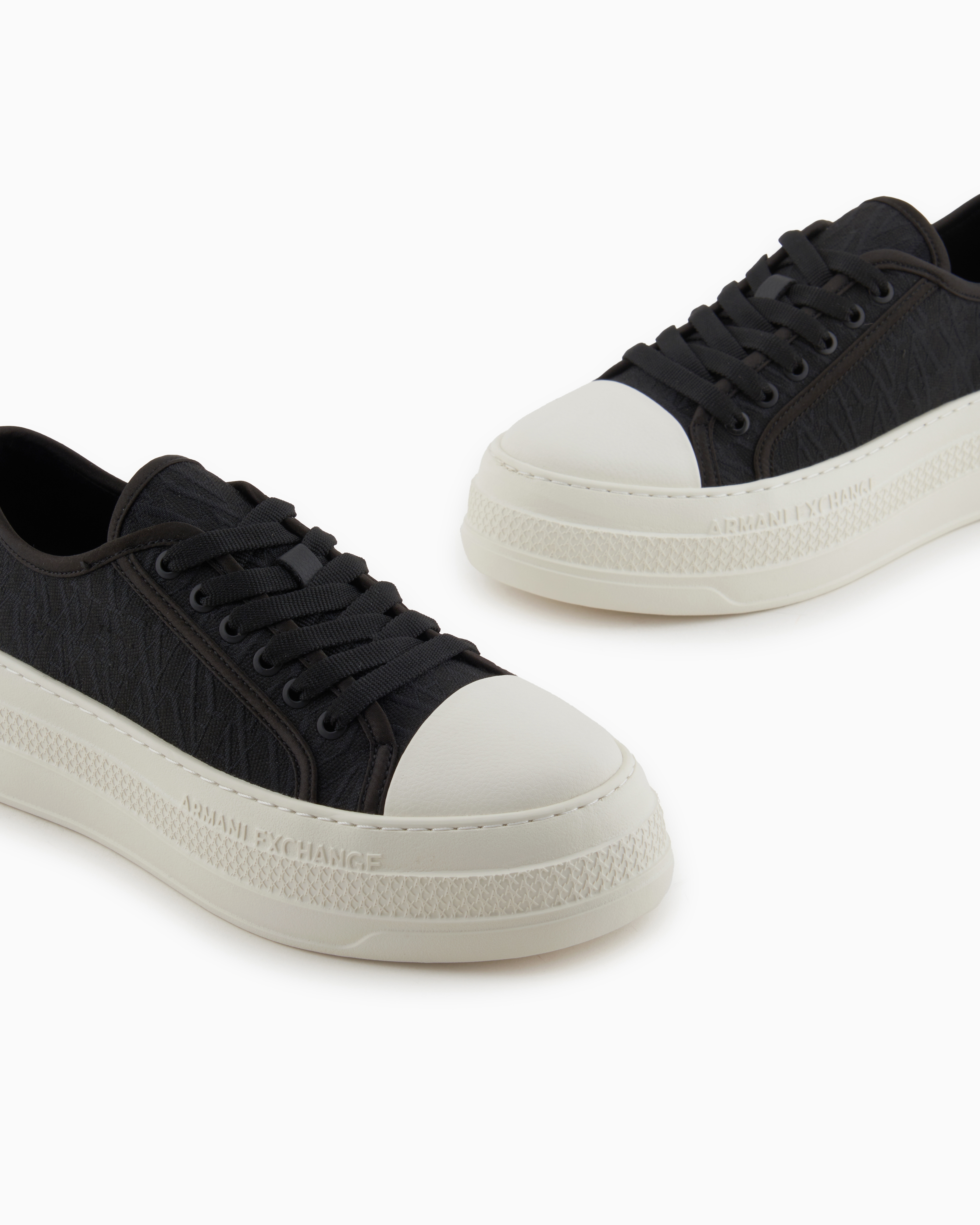 Armani Exchange - Sneakers with allover logo, Woman, Black, Size: