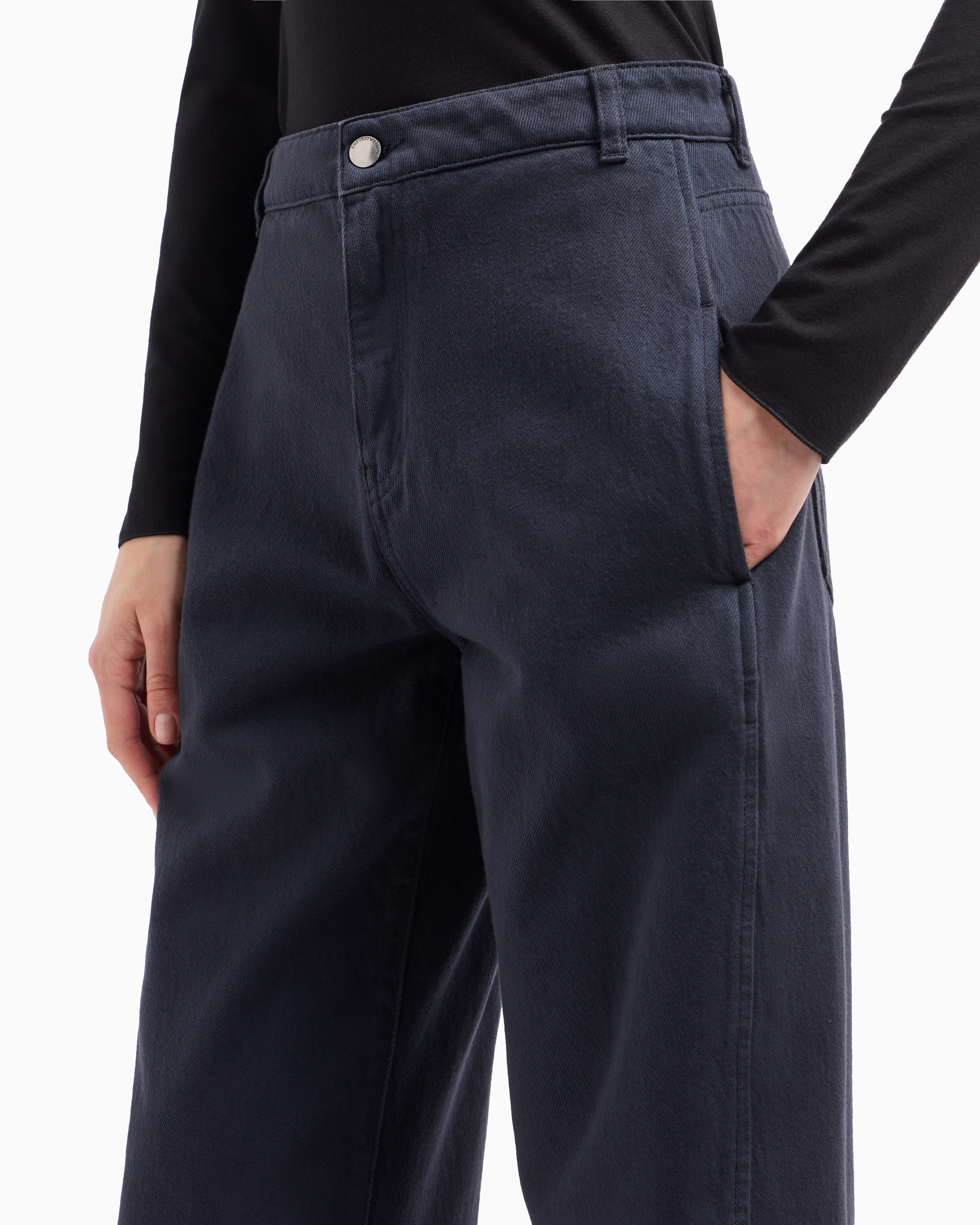 Emporio Armani J4h Icon Oval-leg Jeans In Garment-dyed Drill In Navy Blue
