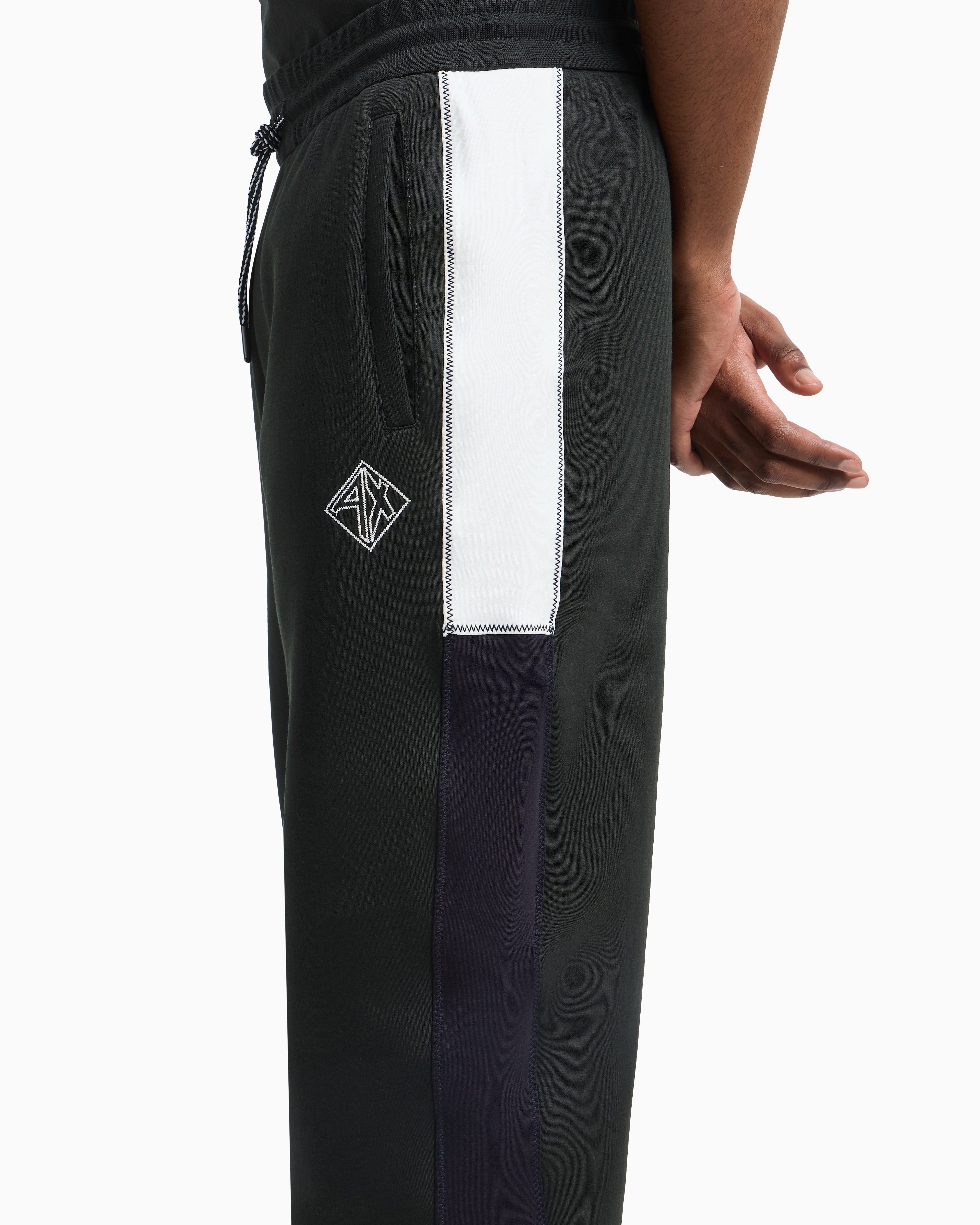 Armani Exchange Jogger Pants In Sweatshirt With Contrasting Inserts In Green