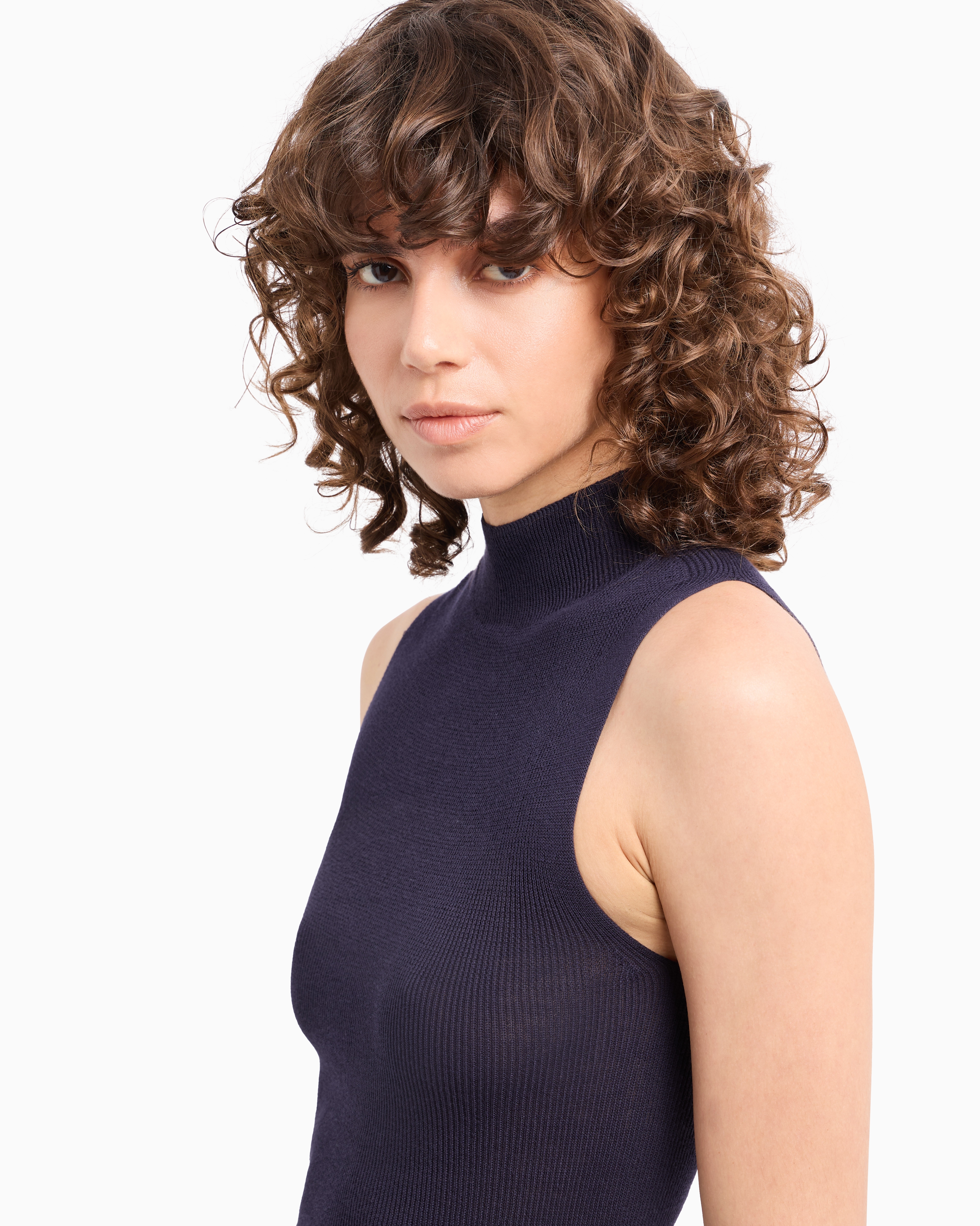 Emporio Armani Dawn To Dusk Rib-knit Top In Grey