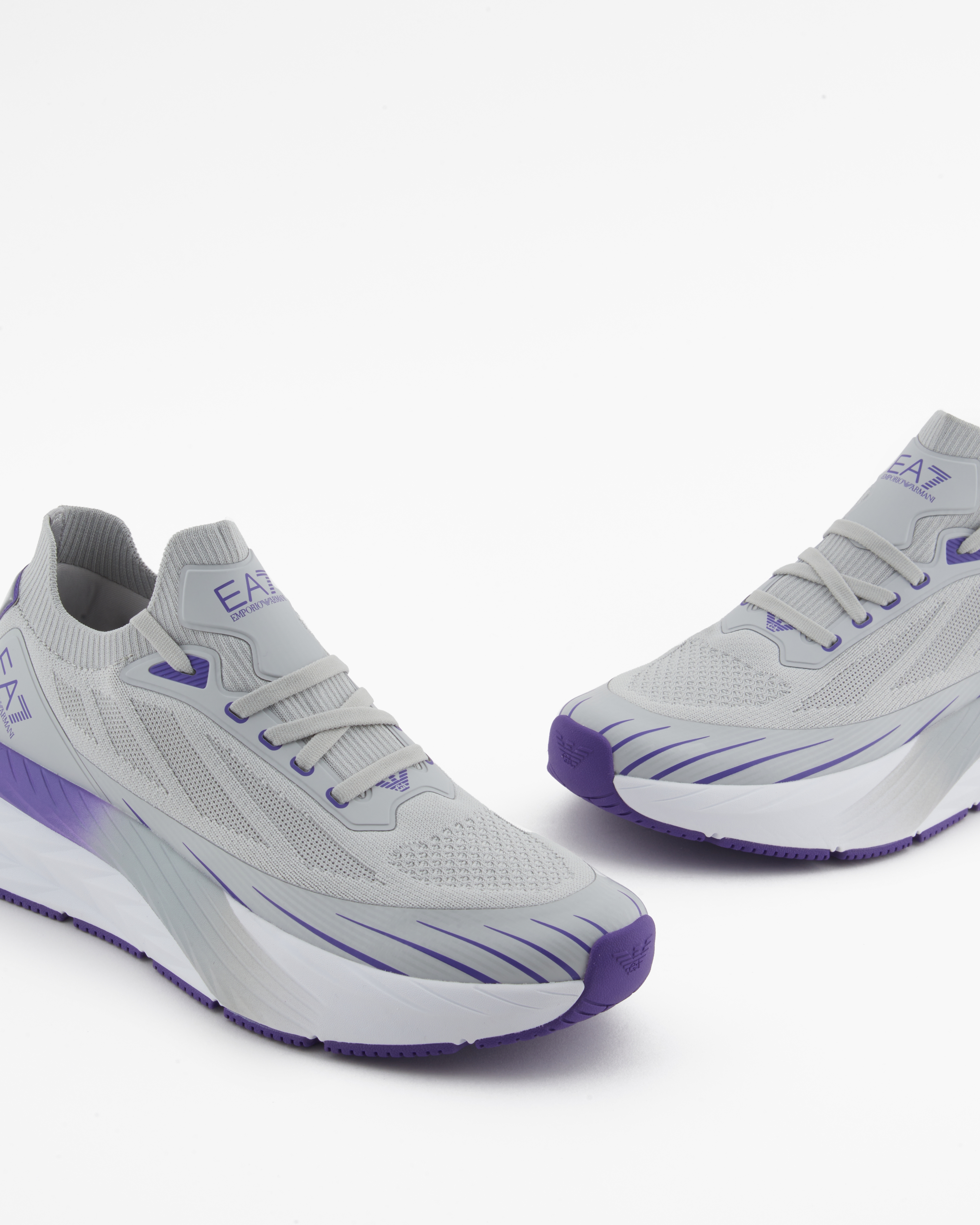 Ea7 Crusher Distance Sonic Knit Sneakers In Grey
