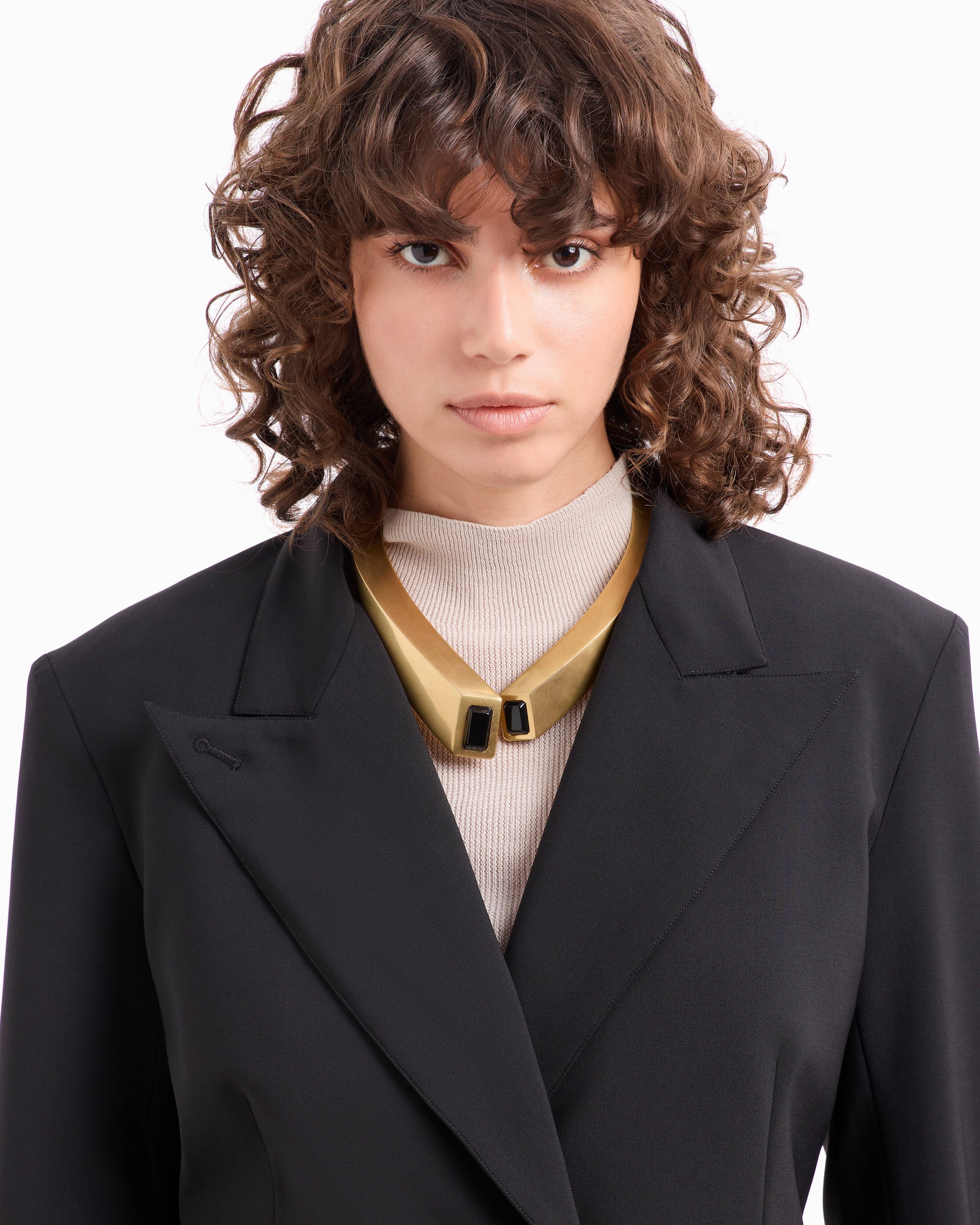 Emporio Armani Dawn To Dusk Single-breasted Stretch Wool Canvas Blazer In Black