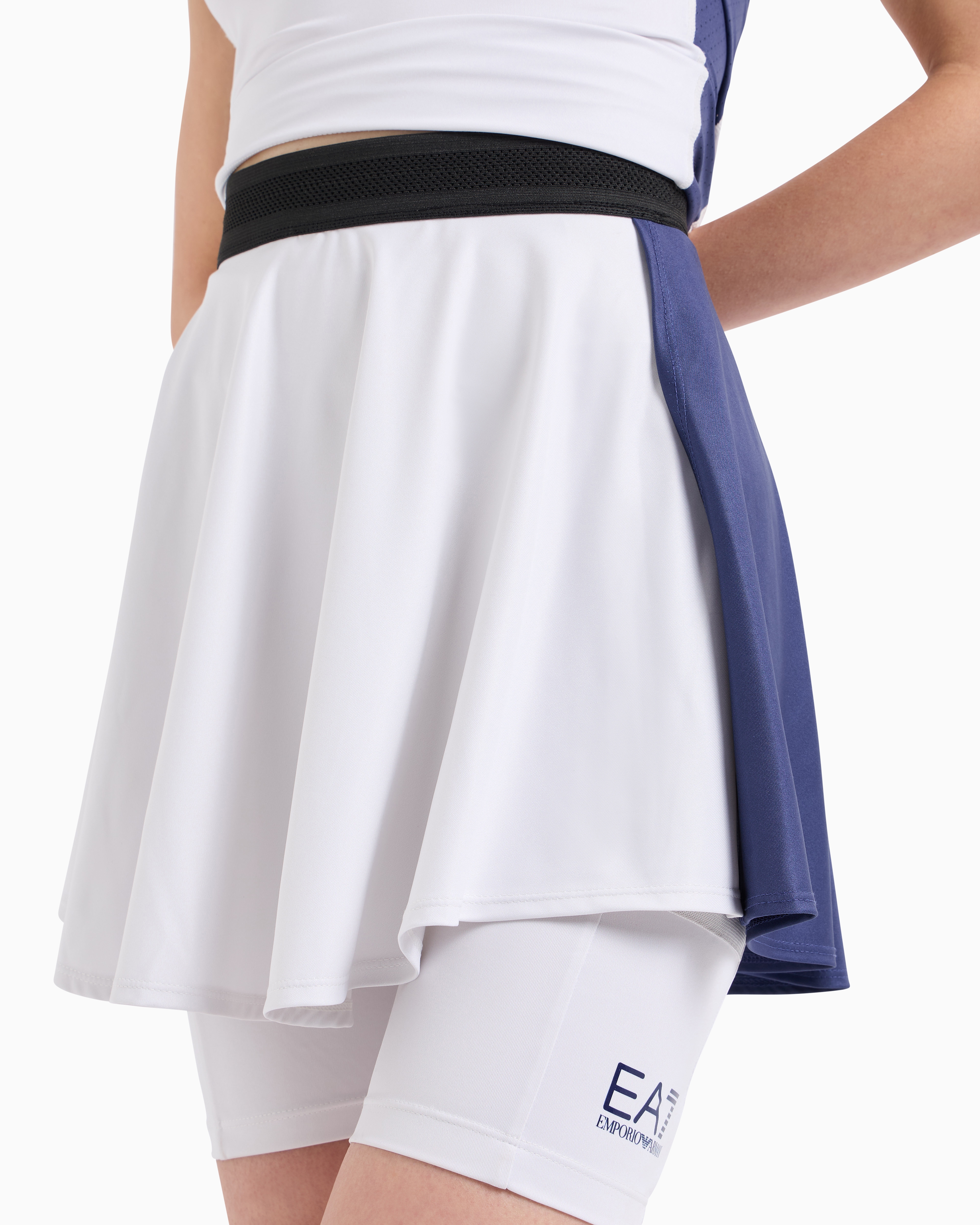 Ea7 Tennis Pro Mini Skirt In Ventus7 Technical Fabric In White
