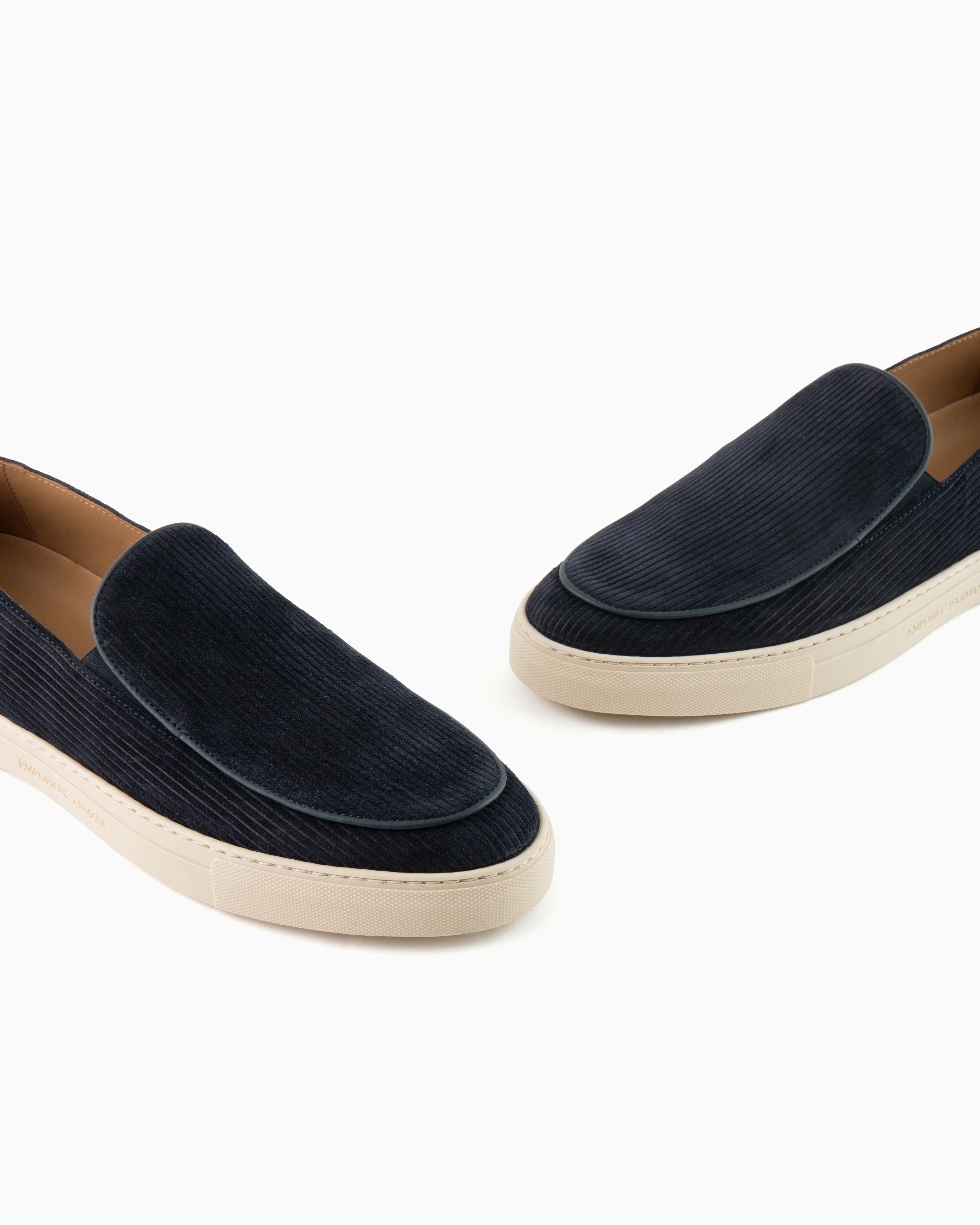 EMPORIO ARMANI MULTI-STRIPED SUEDE SLIP-ONS