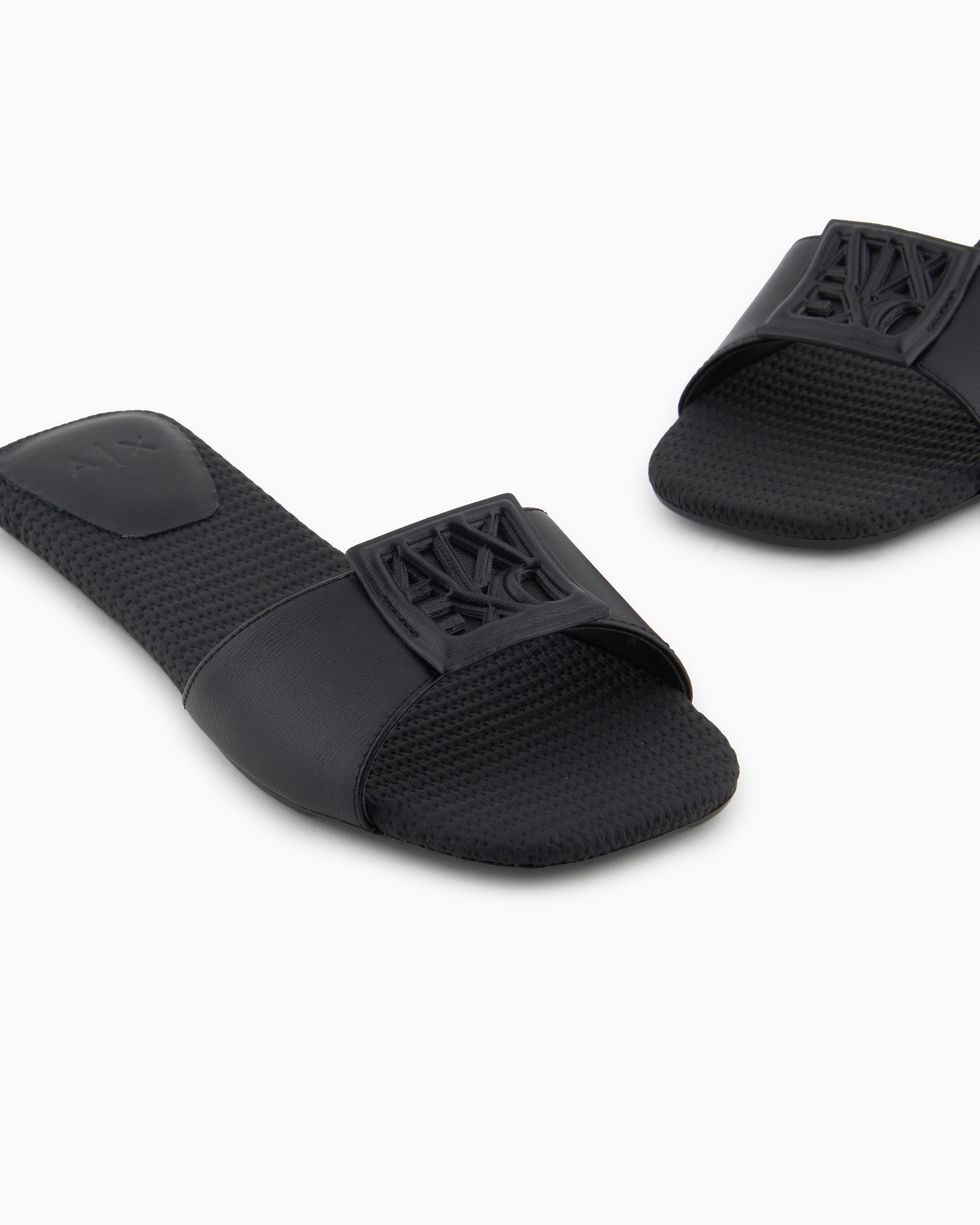 Armani Exchange - Slippers with band and logo, Woman, Black, Size: