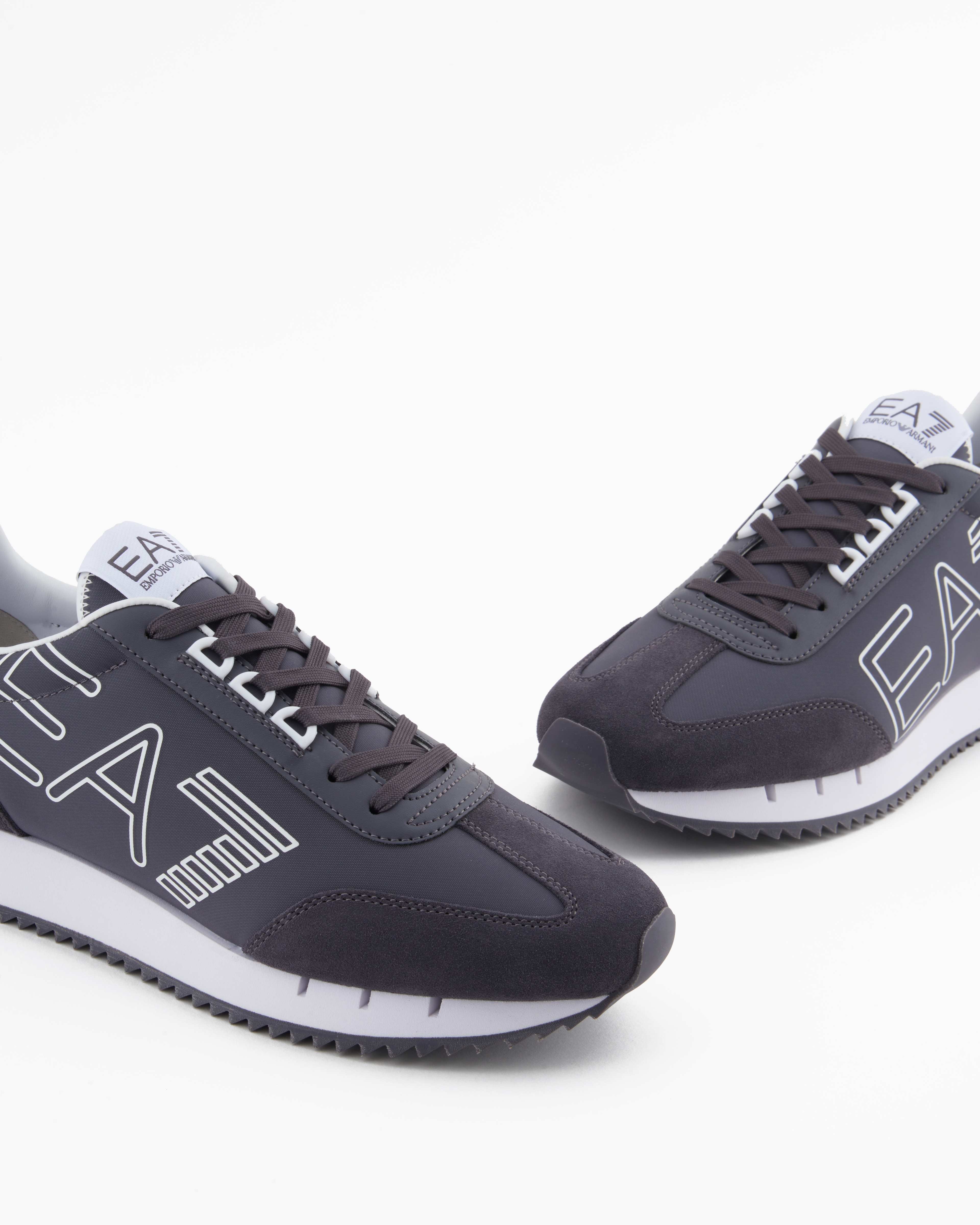 Ea7 Black And White Vintage Sneakers In Navy Blue