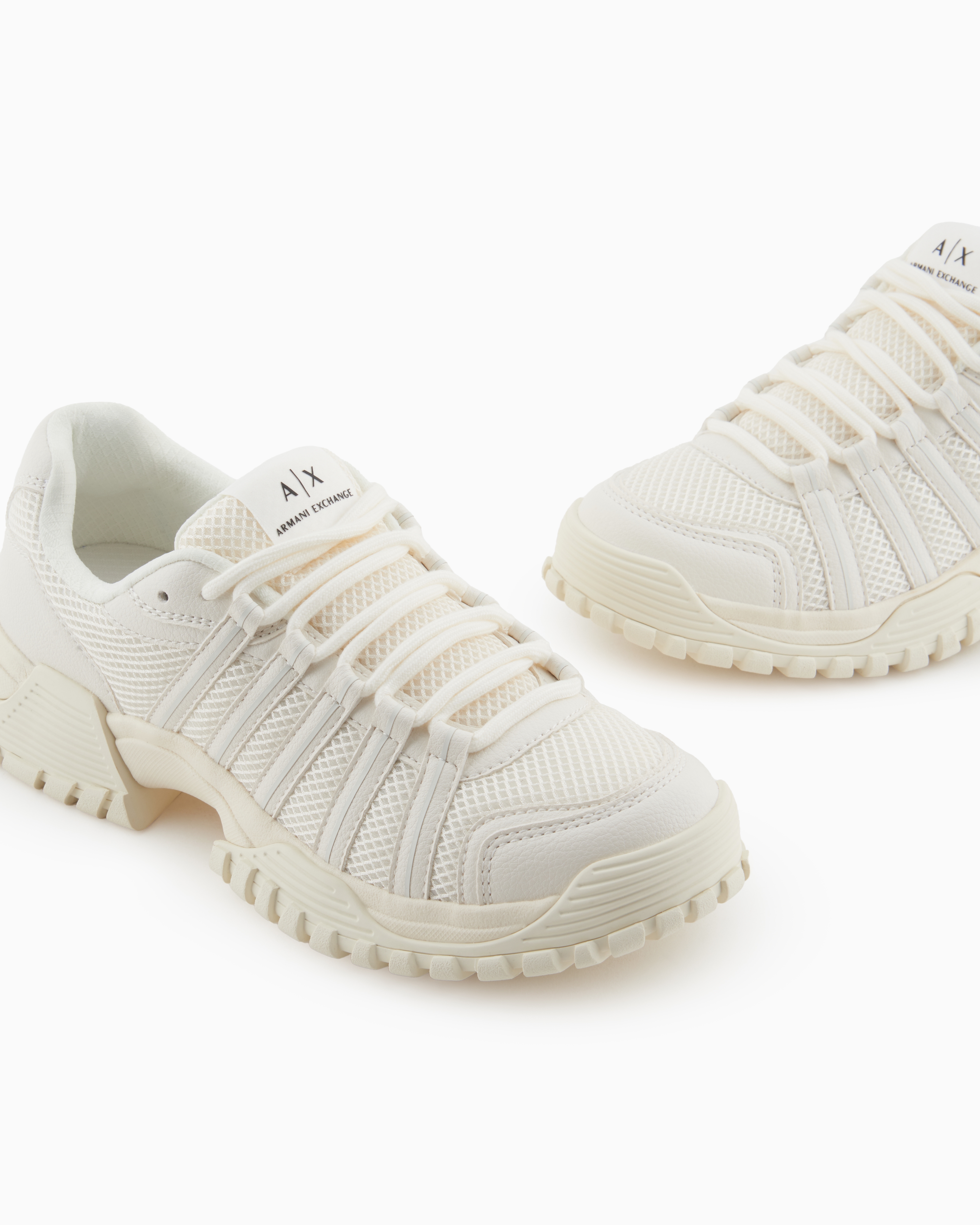 Armani Exchange -  Sneakers with stitching, Man, White, Size: