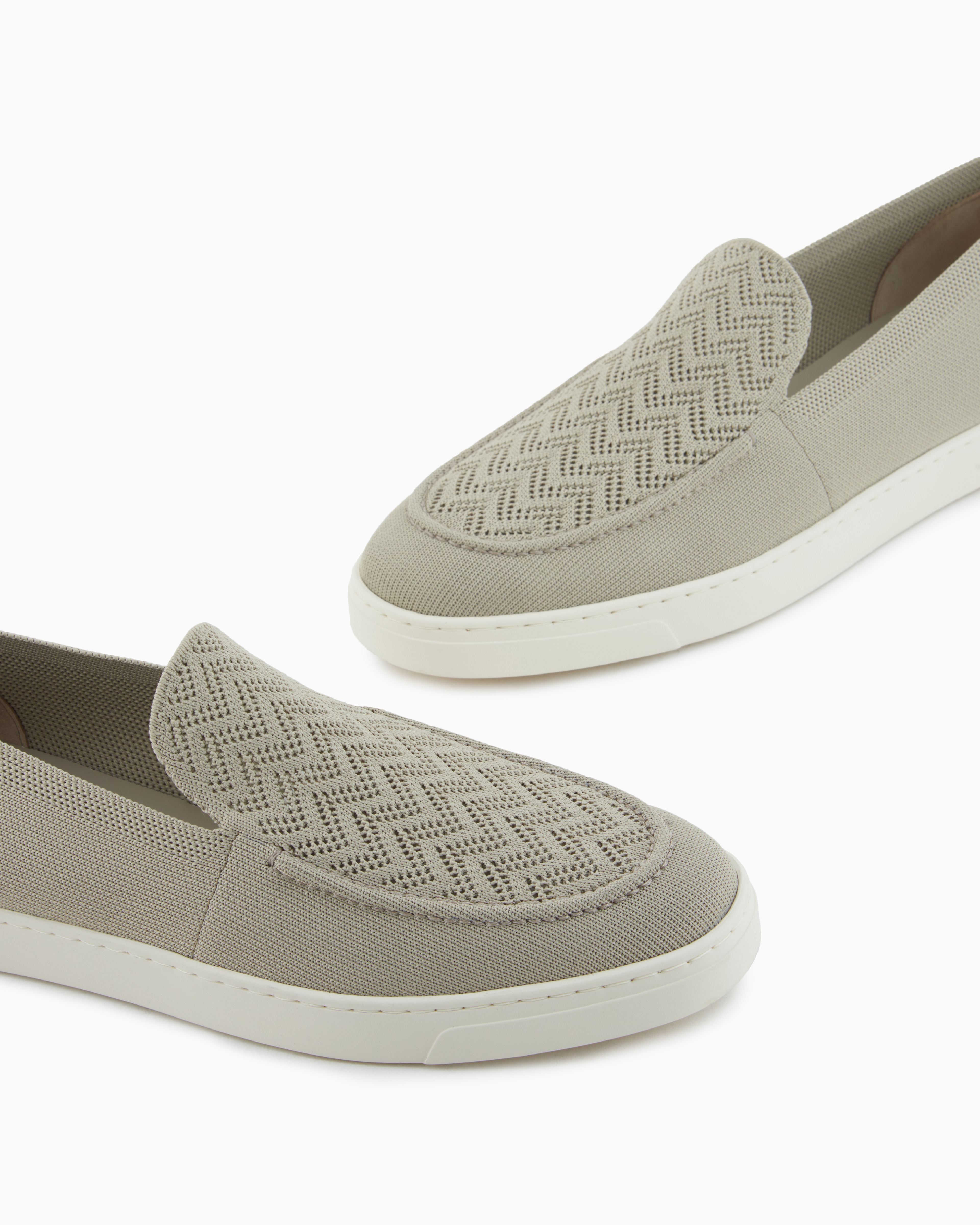 Giorgio Armani Asv Chevron Jacquard Slip-ons In Beige