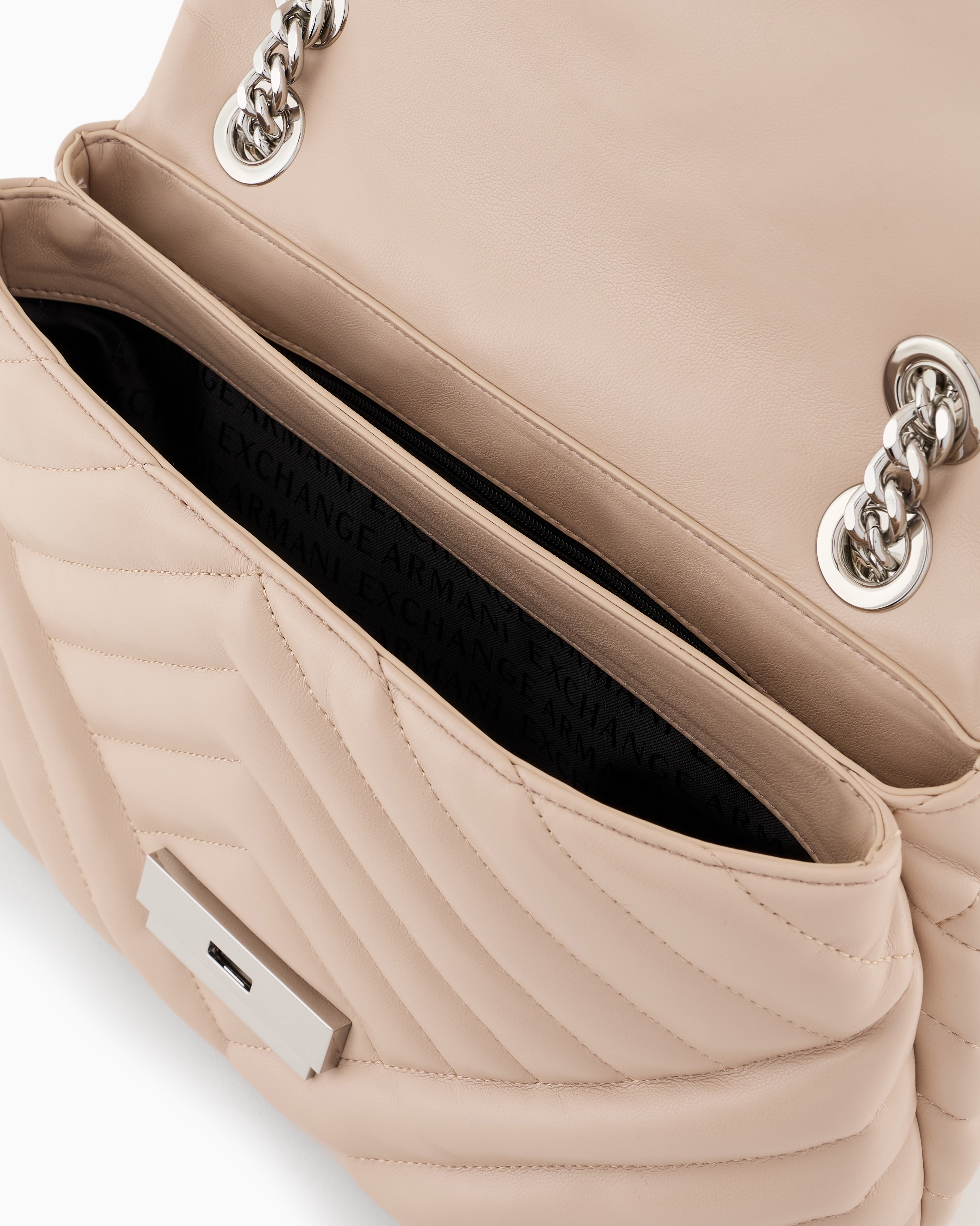Armani Exchange - Shoulder bag in quilted material with metal details, Woman, Pink, Size: TU