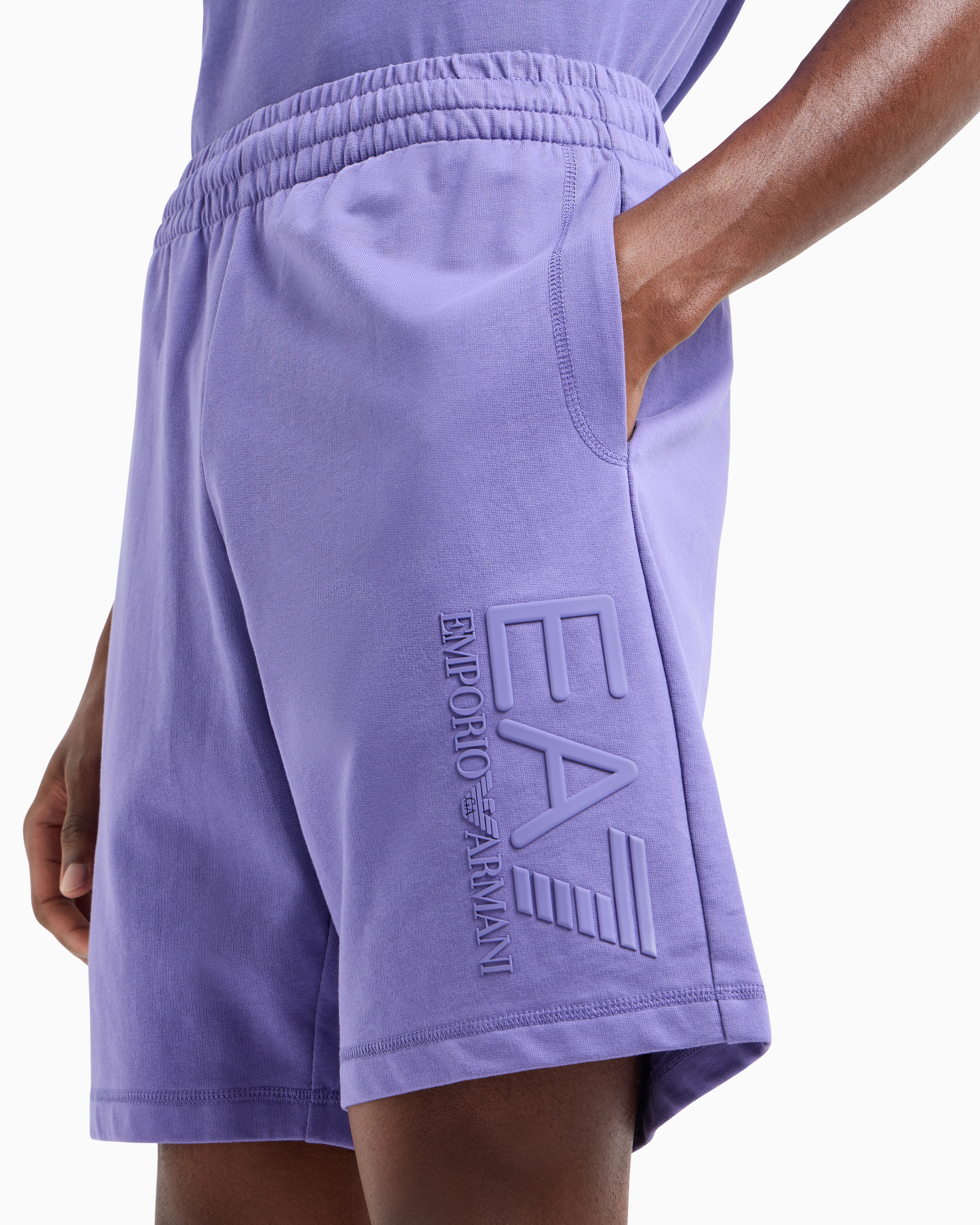 Ea7 Visibility Cotton Bermuda Shorts In Purple