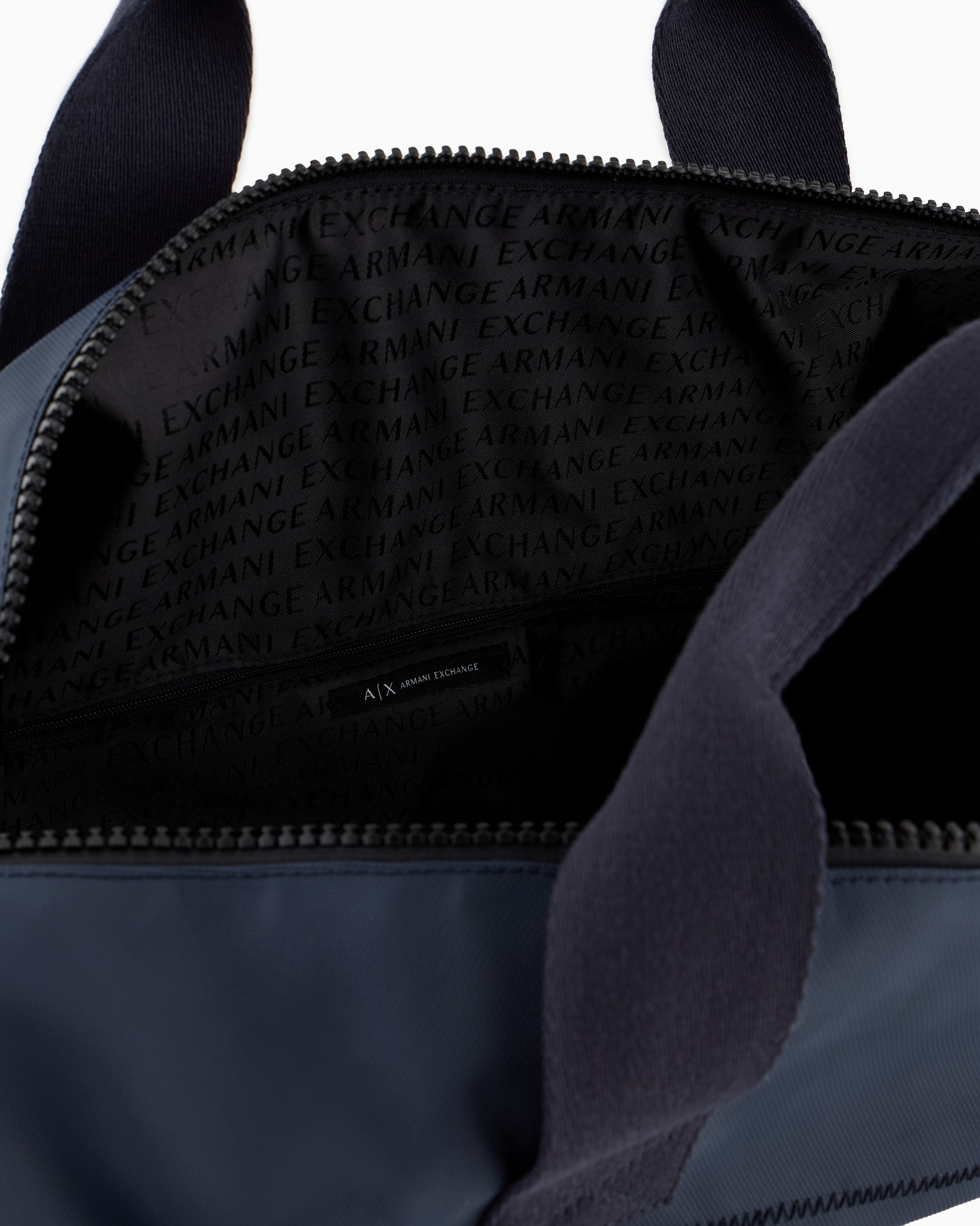 Armani Exchange Rectangular Backpack With External Pockets In Navy Blue