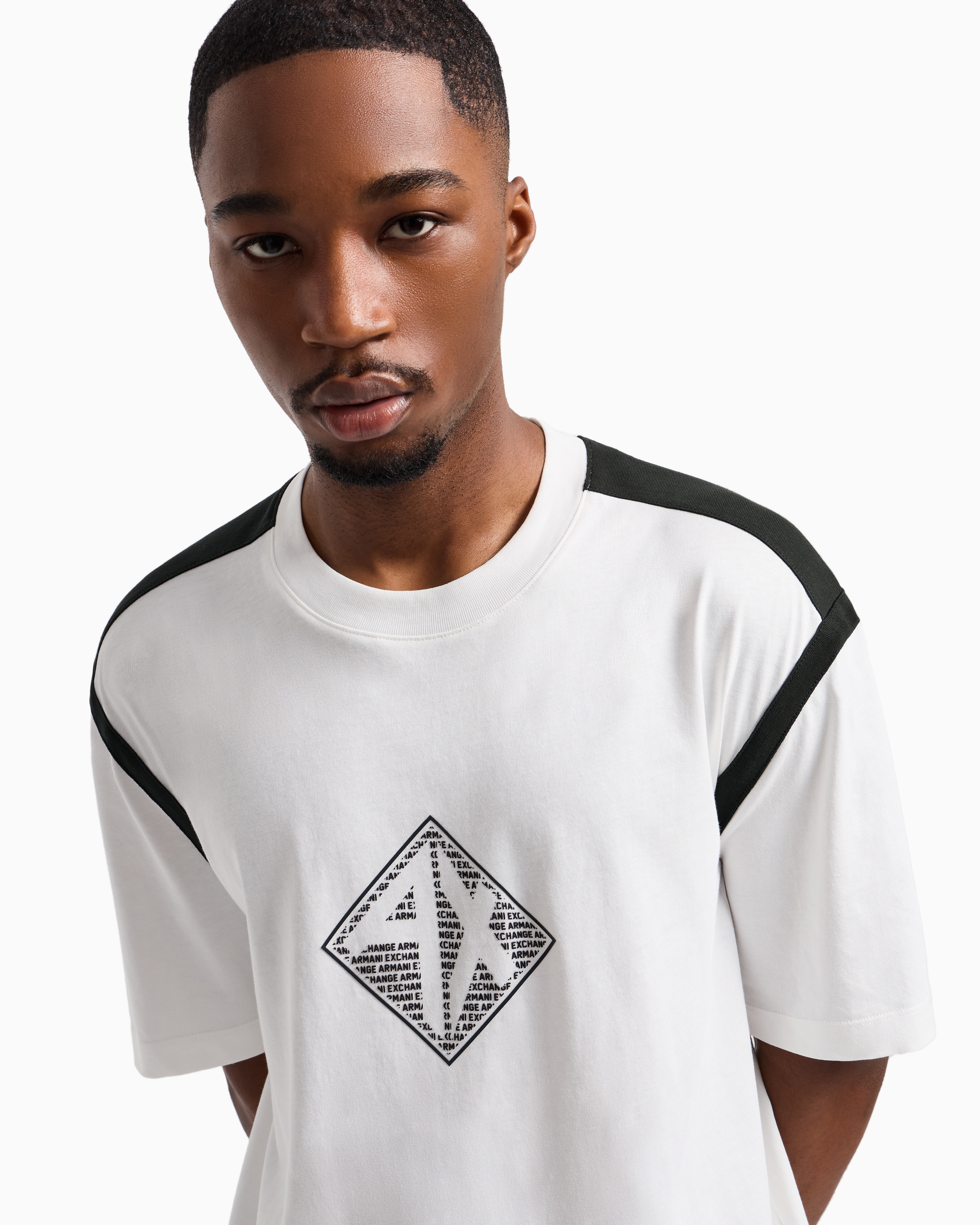 Armani Exchange - Regular fit T-shirt with logo print, Man, White, Size: