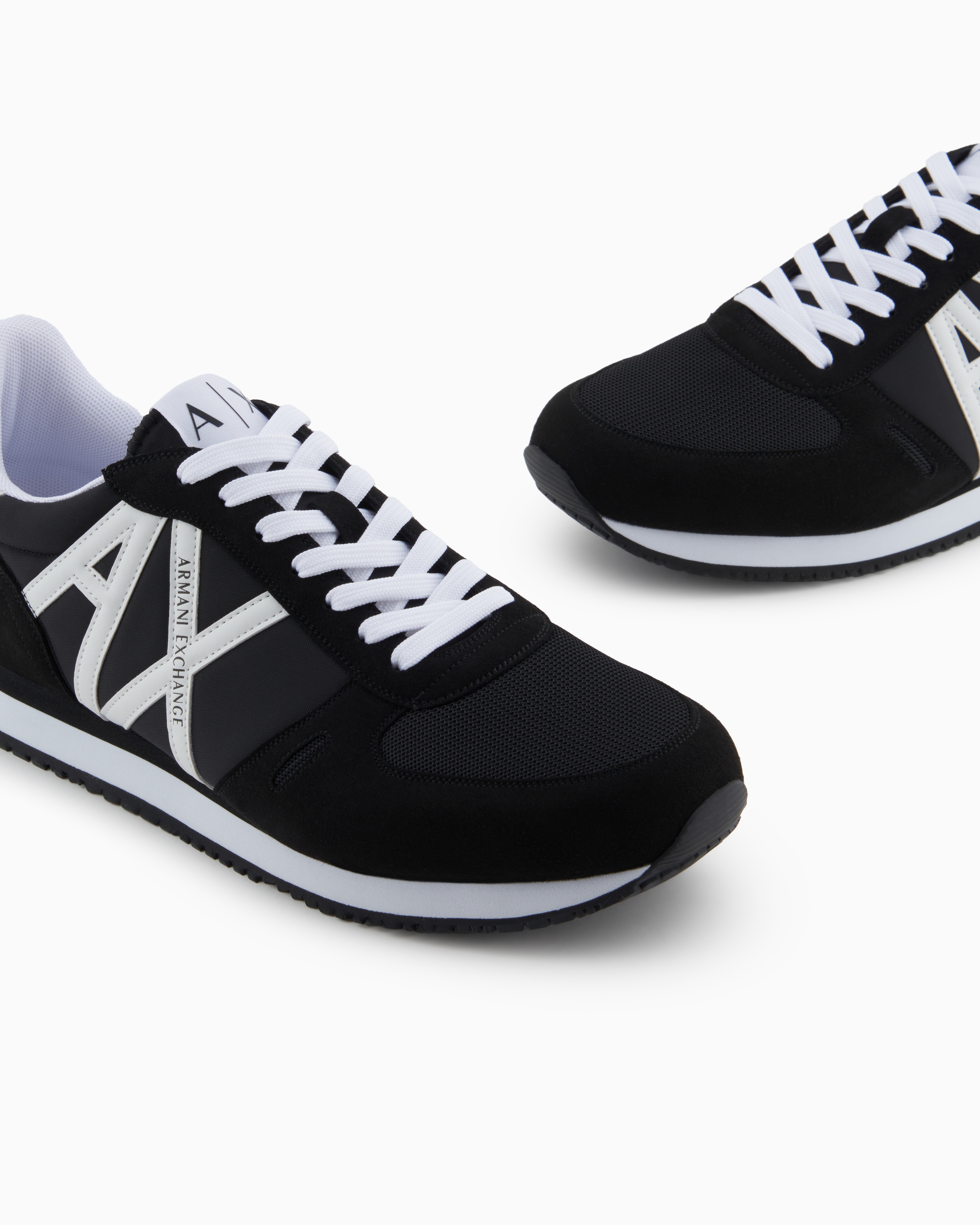 Armani Exchange - Sneakers eco-suede, mesh and nylon, Man, Black, Size: