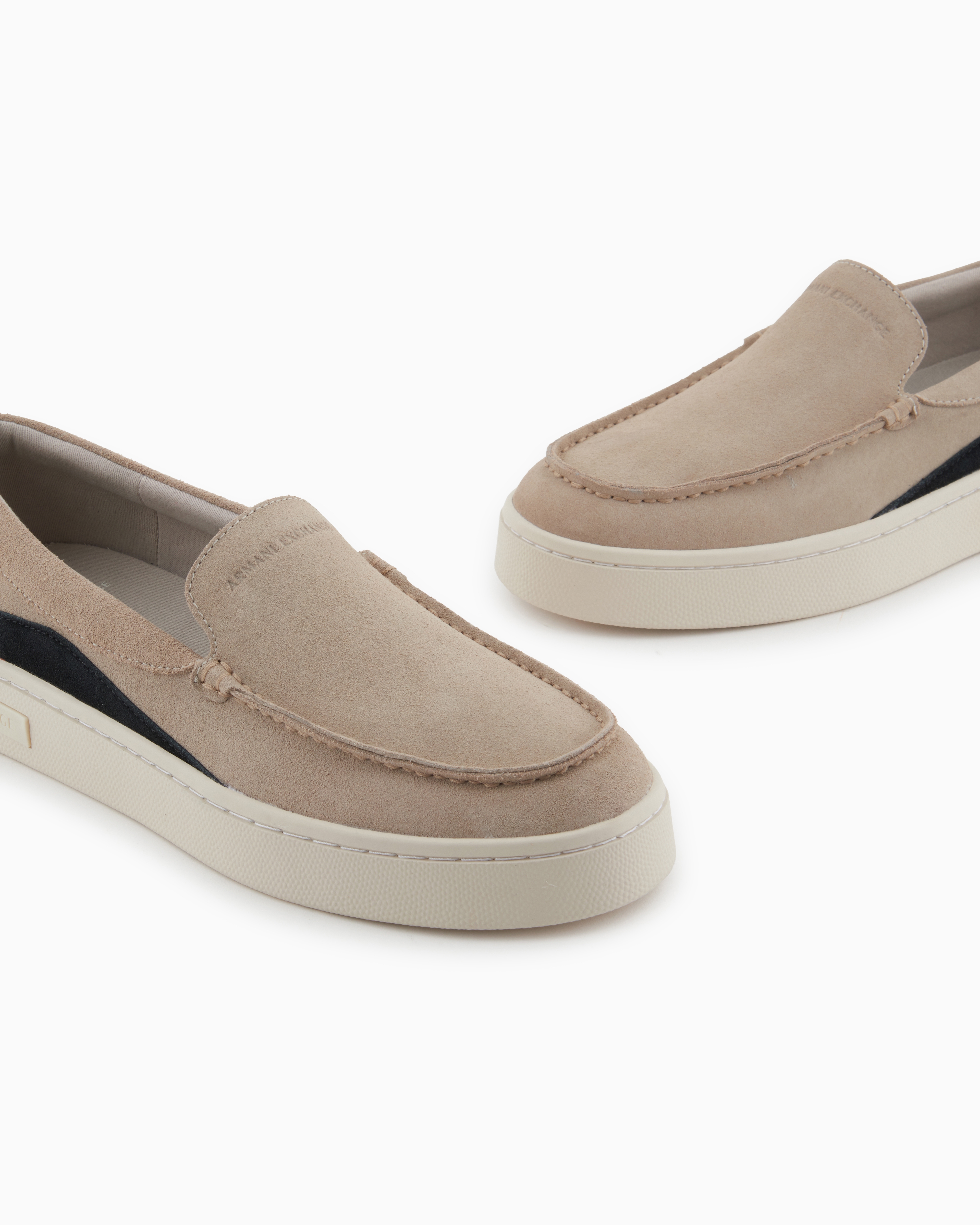 Armani Exchange - Suede Slip On, Man, Brown, Size: