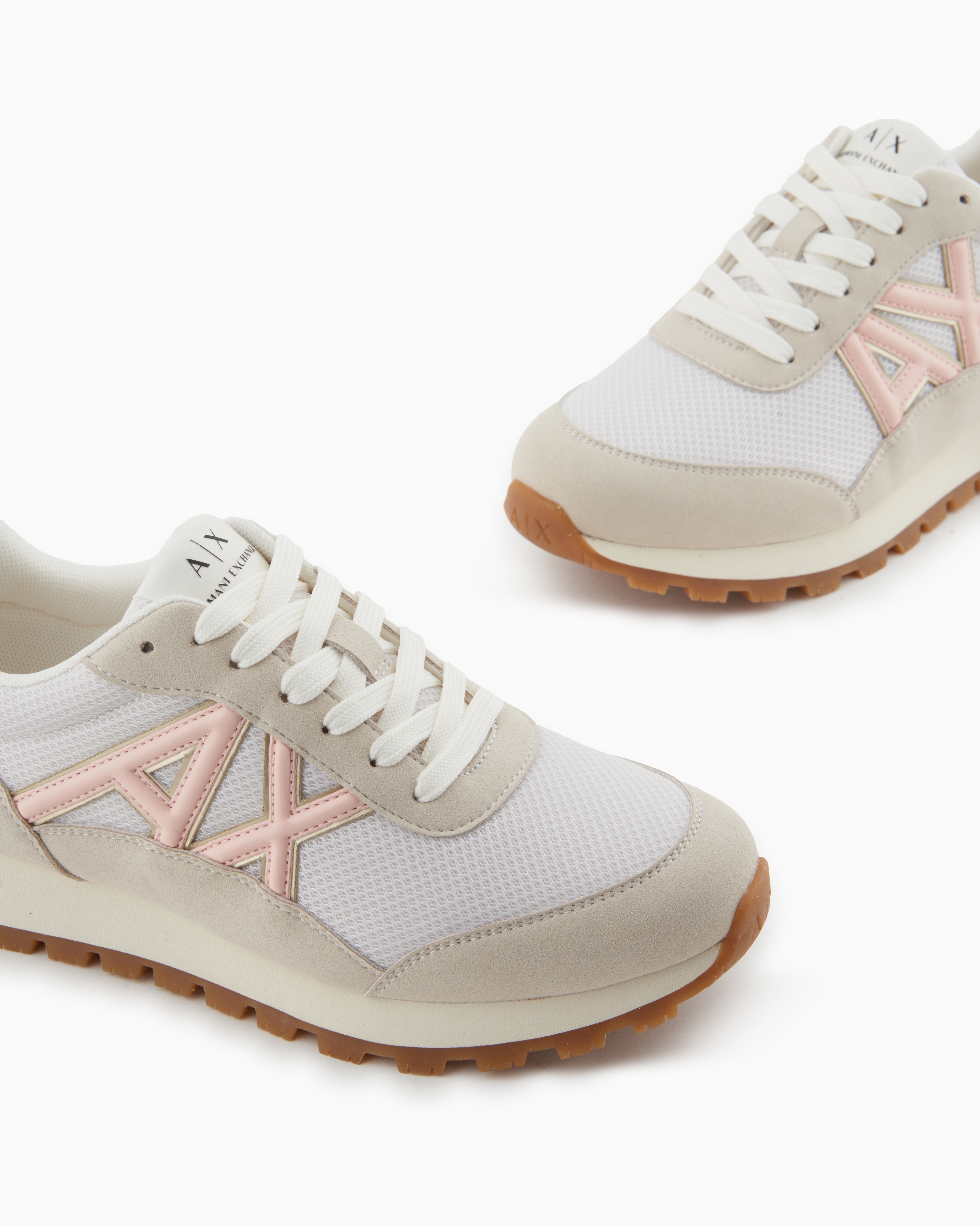 Armani Exchange - Sneakers with contrasting logo, Woman, Pink, Size: