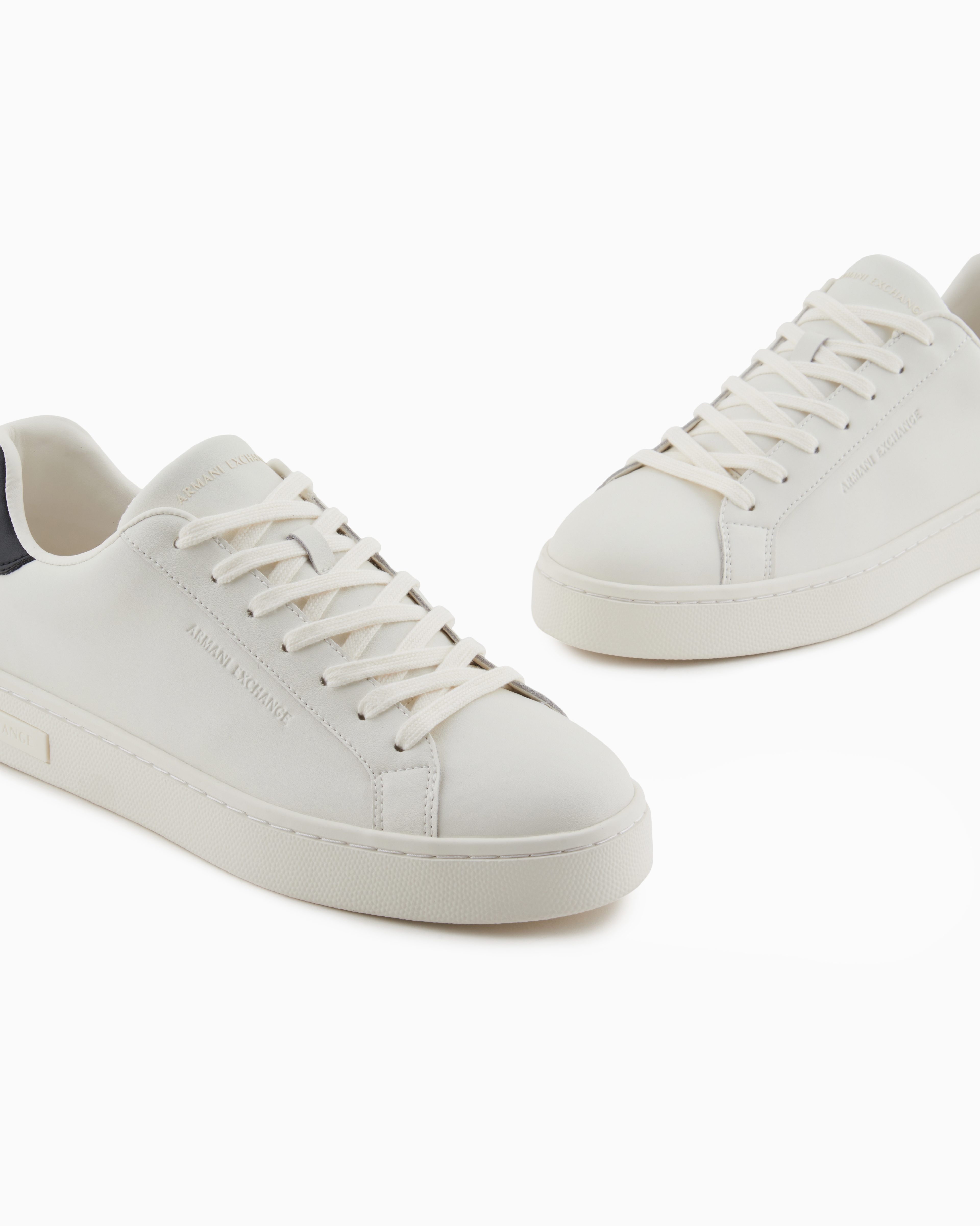 Armani Exchange - Leather sneakers with logo on the sole, Man, Two-tone, Size: