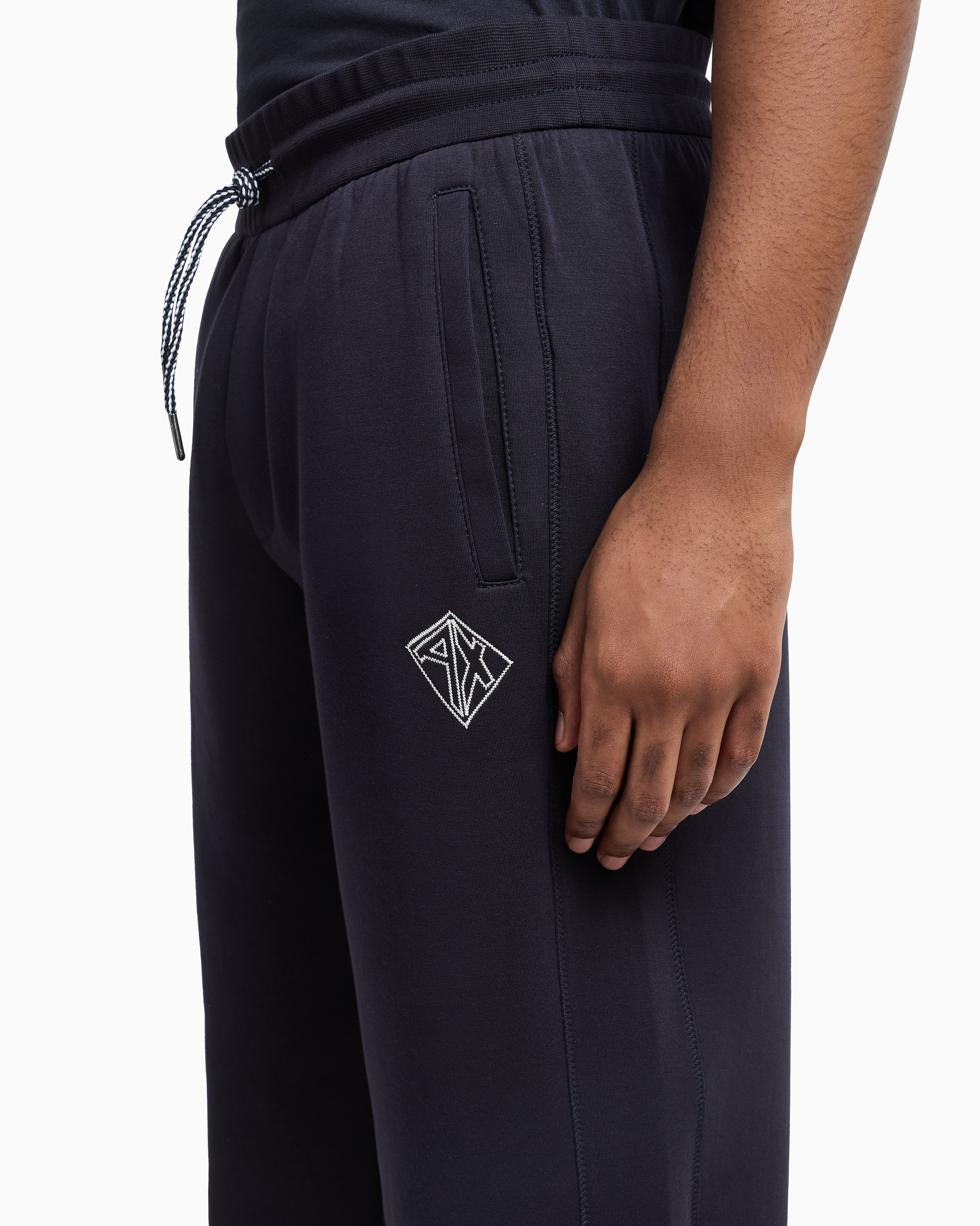 Armani Exchange Jogger Pants In Sweatshirt With Contrasting Inserts In Navy Blue