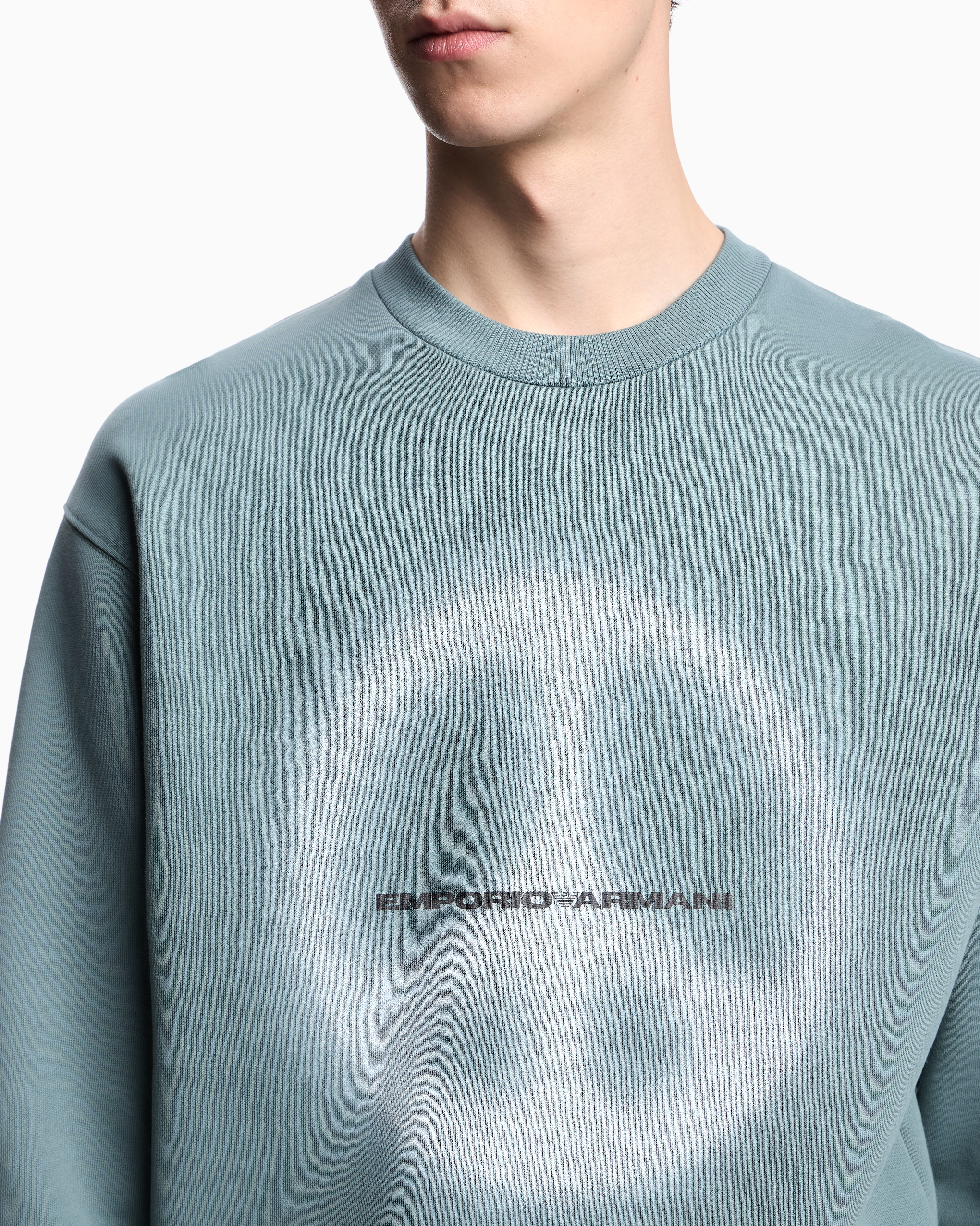 Emporio Armani Asv Sweatshirt With Oversized Print From The Peace Capsule Collection In Blue