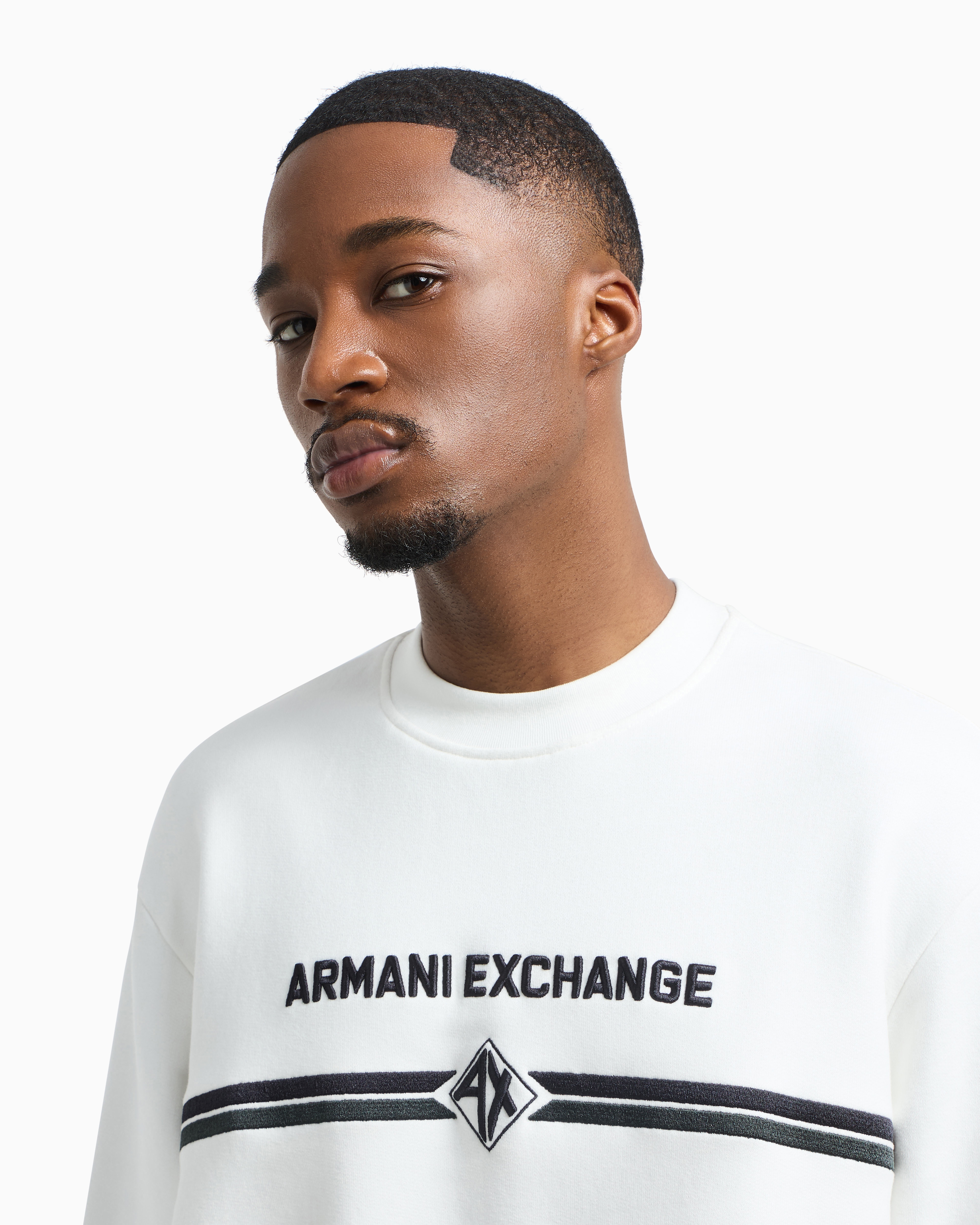 Armani Exchange Crewneck Sweatshirt With Logo Print On The Chest In White
