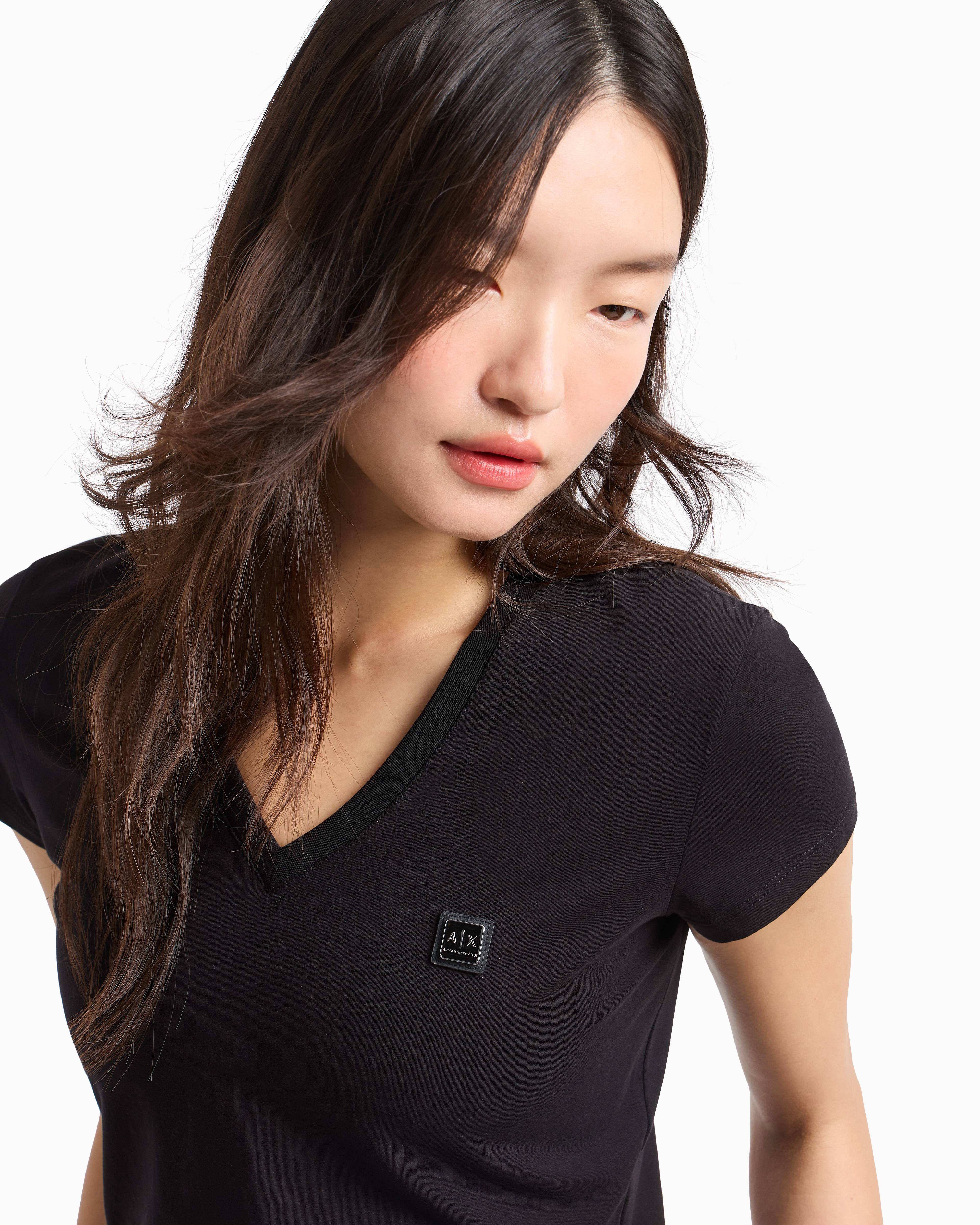 定価高　EMPORIO ARMANI　キラキラストーンロゴ　Vネック　Tシャツ EMPORIO ARMANI エンポリオ アルマーニ アンダーシャツ