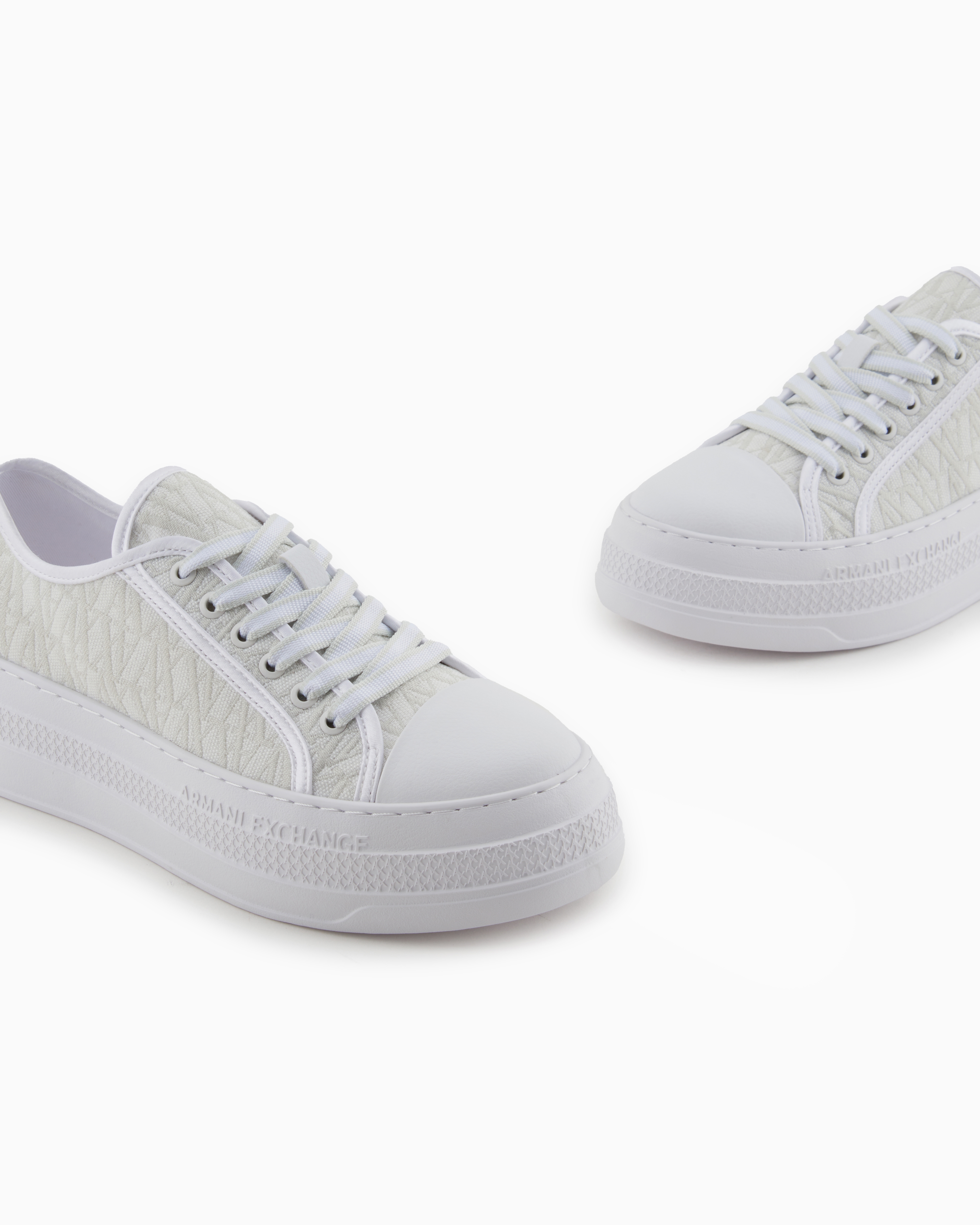 Armani Exchange - Sneakers with allover logo, Woman, White, Size: