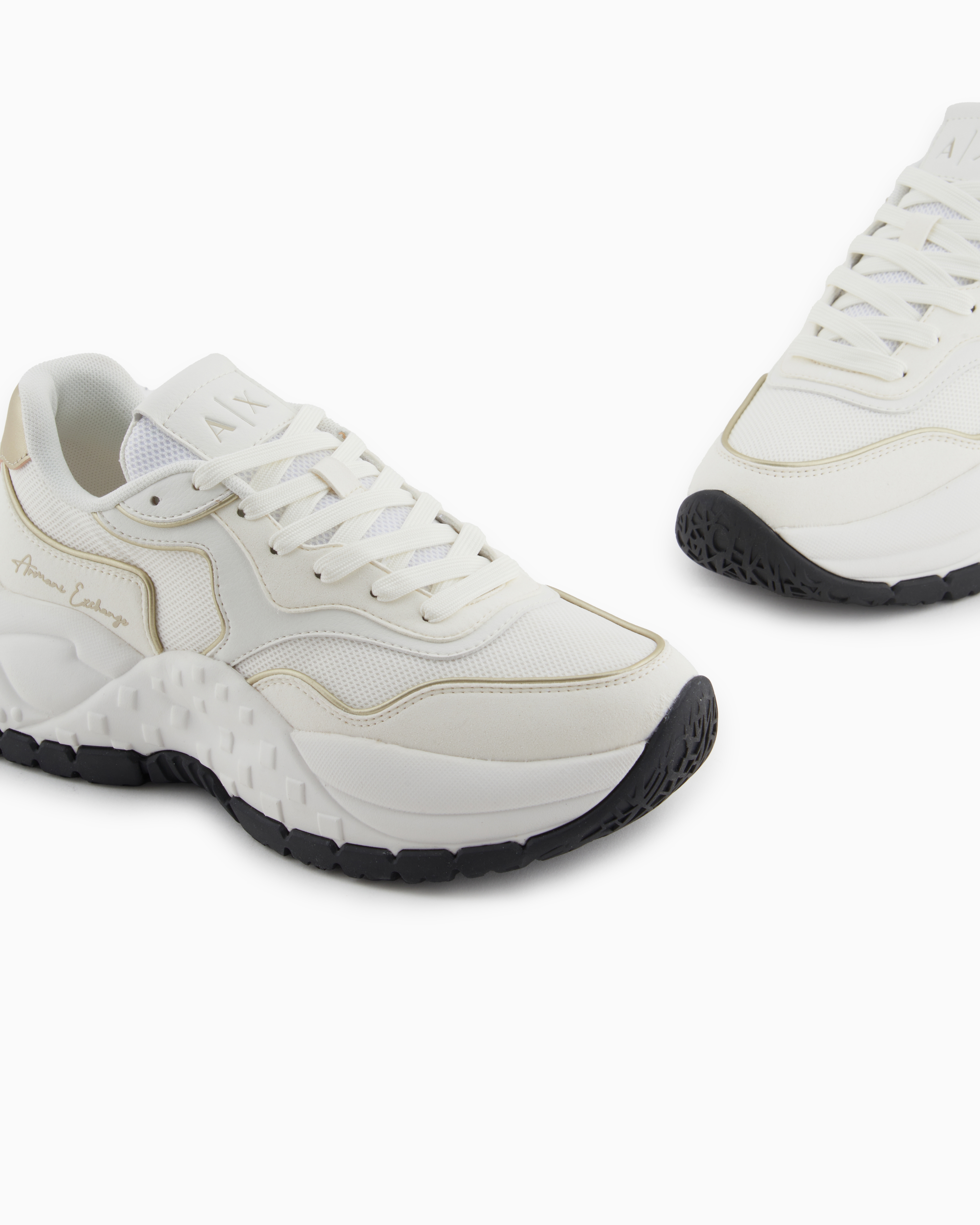 Armani Exchange - Chunky sneakers with contrasting inserts, Woman, White, Size: