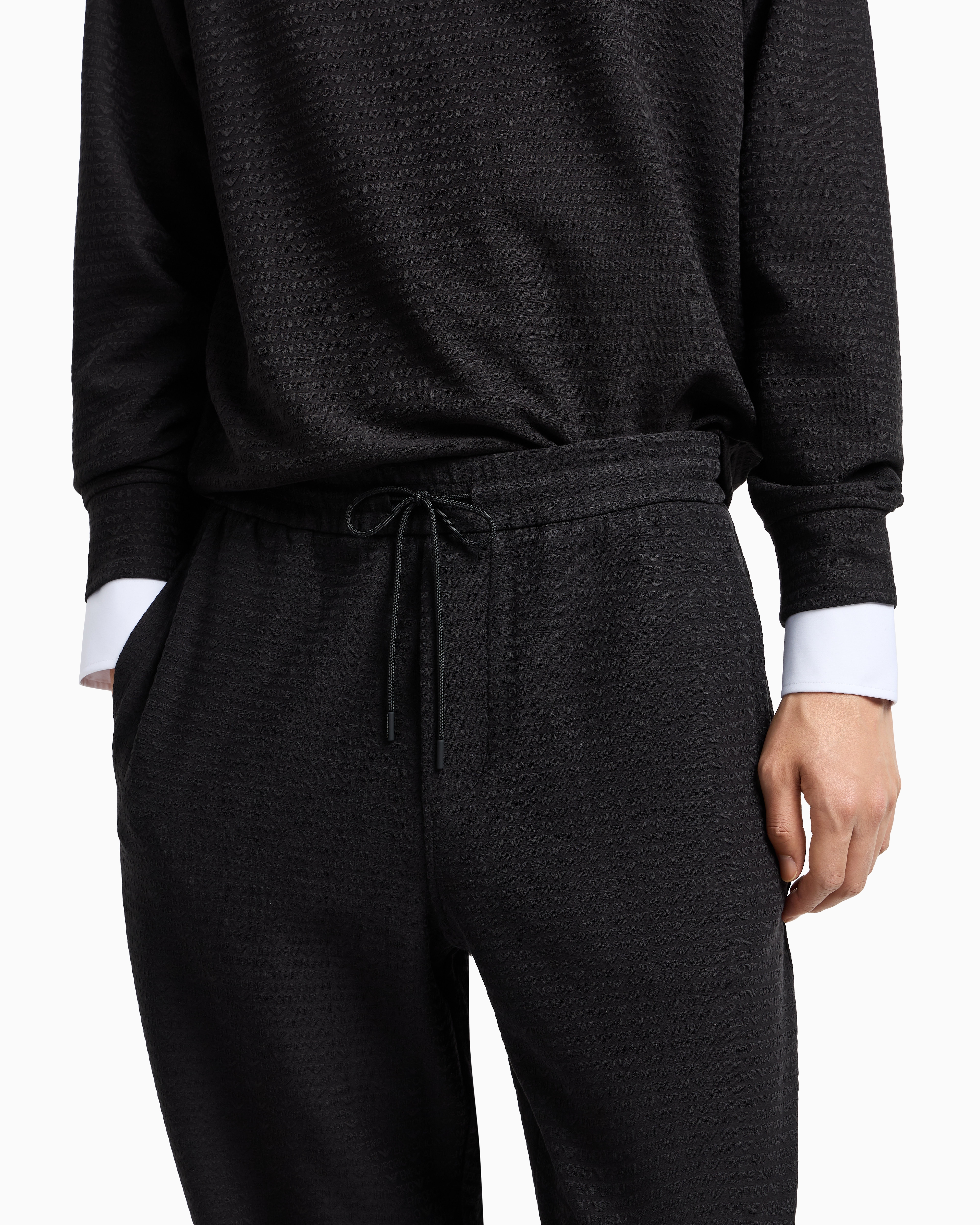 Emporio Armani Asv Lyocell Blend Jersey Sweatshirt With All-over Lettering In Black