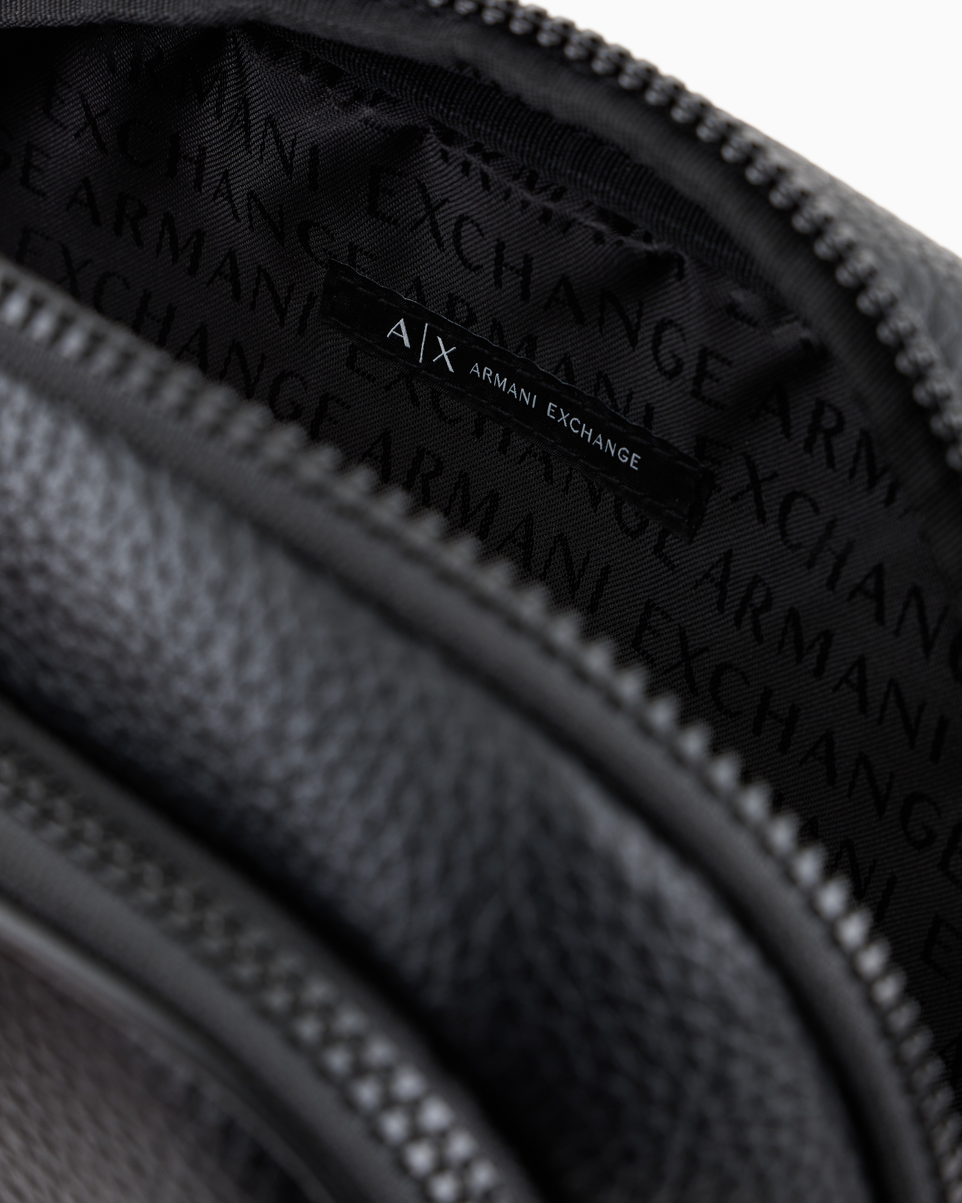 Armani Exchange Bum Bag With Embossed Logo And Two Pockets In Black