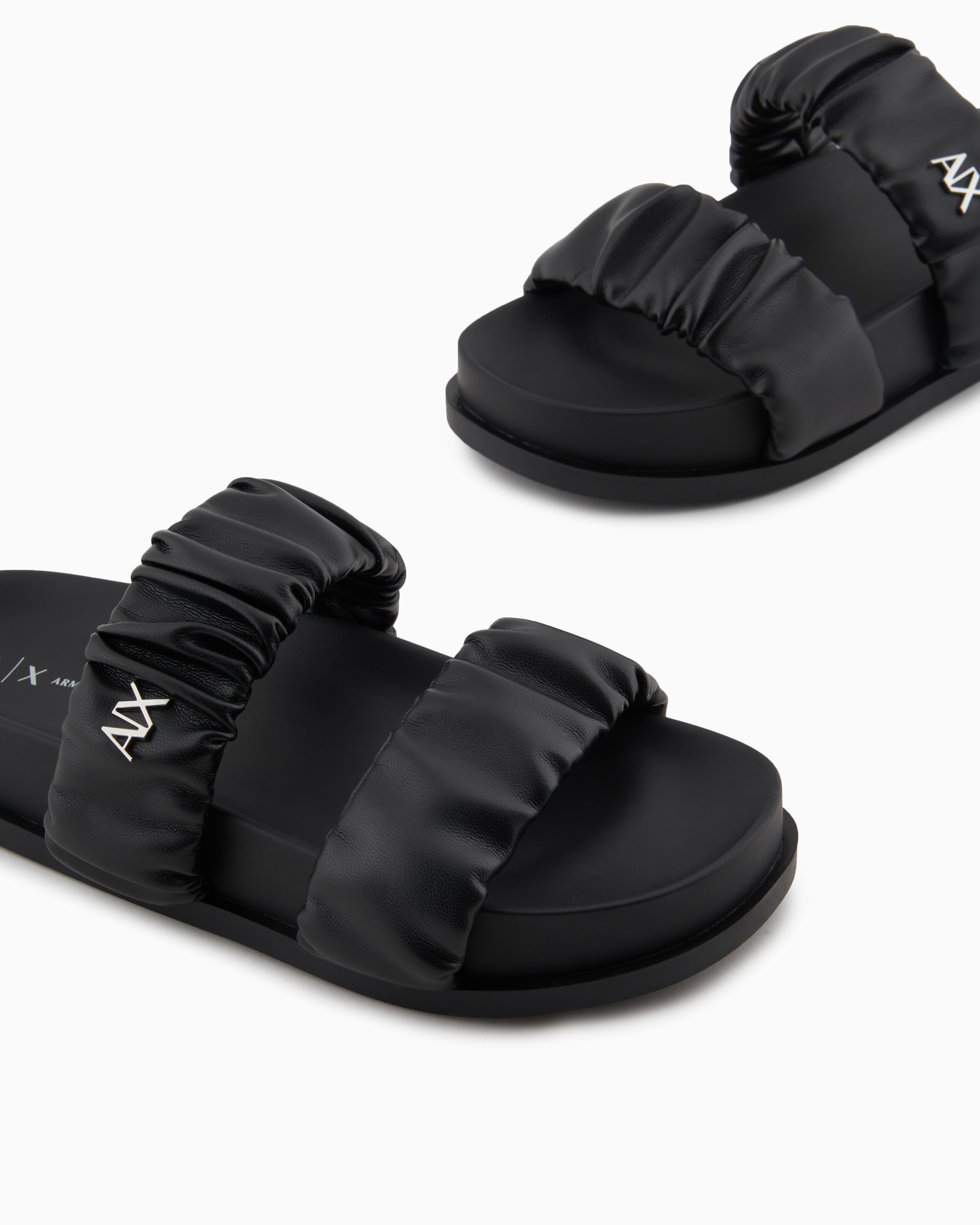 Armani Exchange Sandals In Black