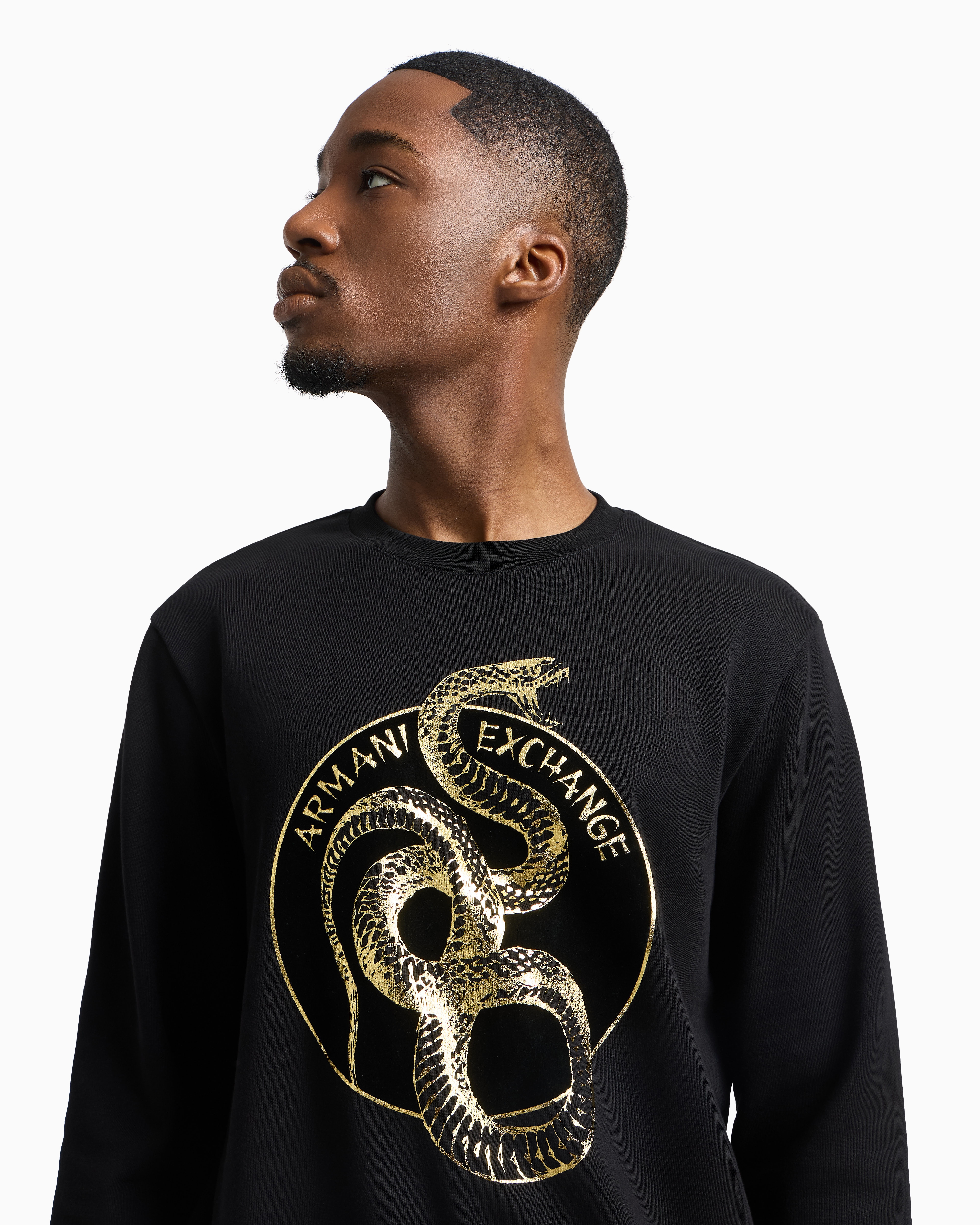 Armani Exchange - Crewneck sweatshirt with maxi print, Man, Black, Size: