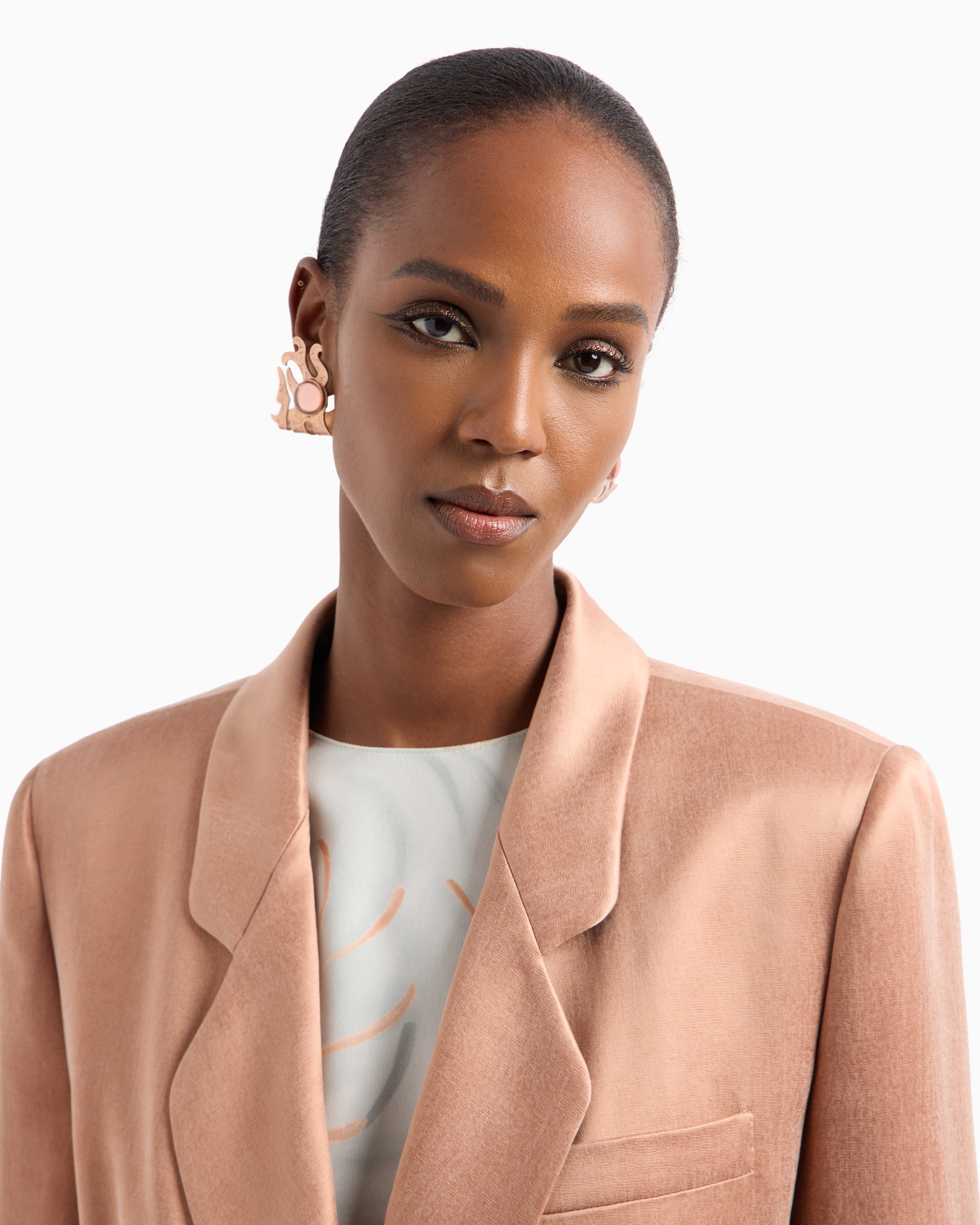 Giorgio Armani Women Double-breasted Satin Blazer In Pink
